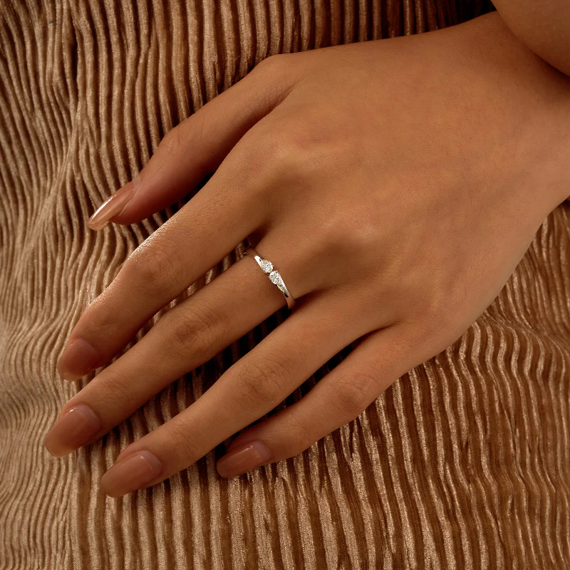 Twin Pear Moissanite Stackable Band - Image 13