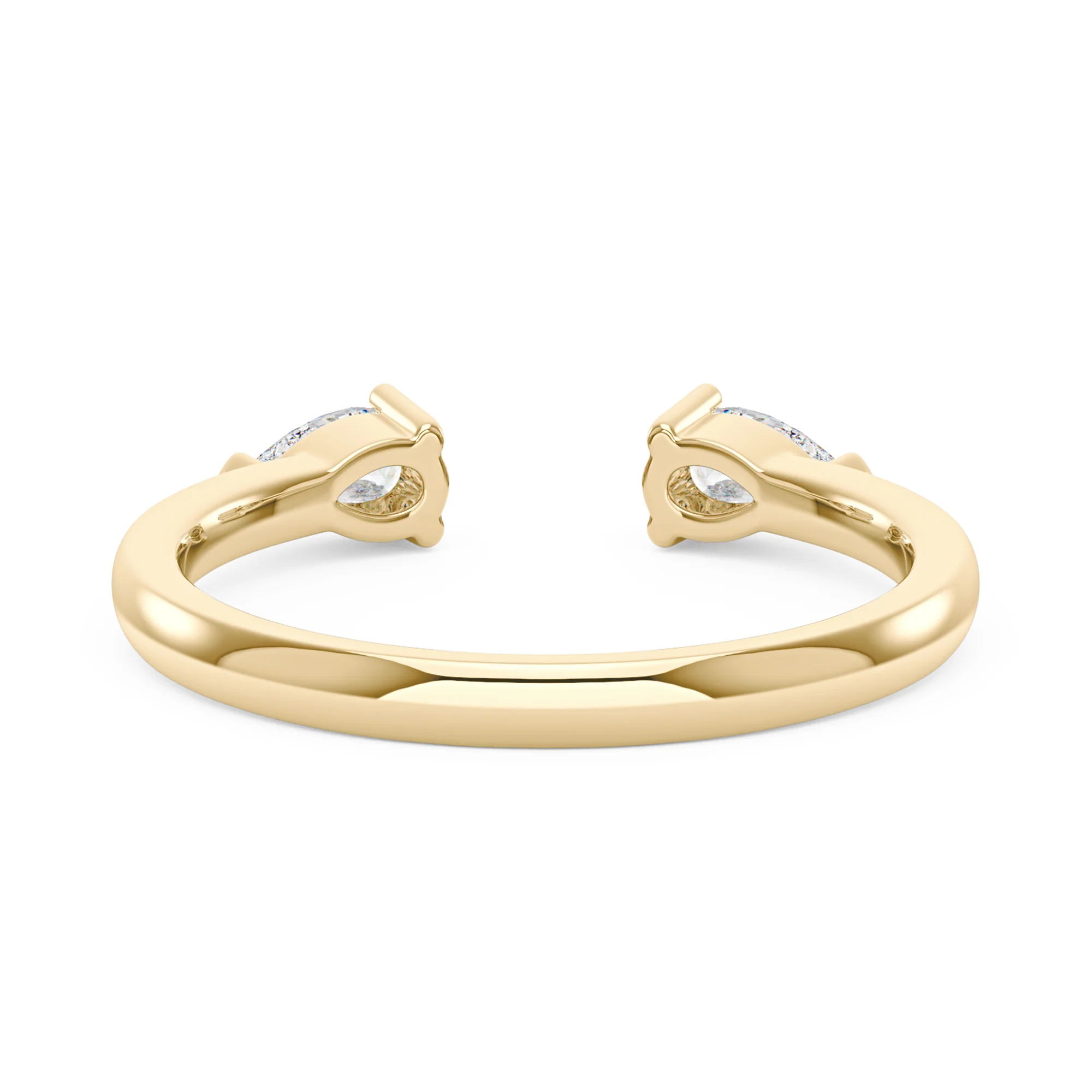 Twin Pear Moissanite Open Wedding Band Ring - Image 3
