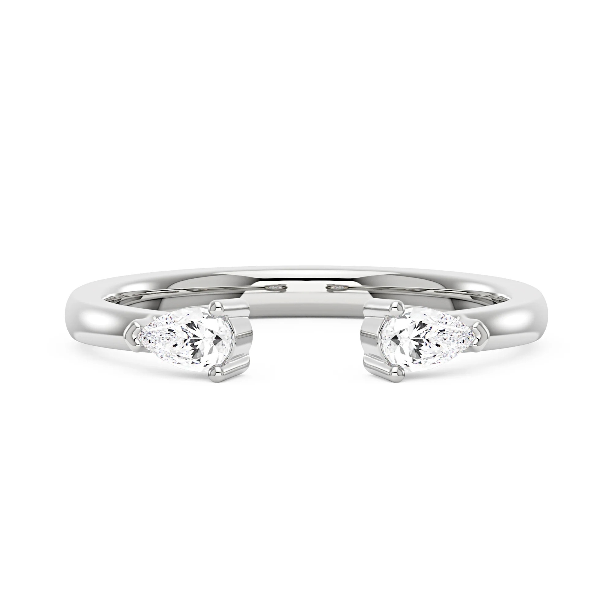 Twin Pear Moissanite Open Wedding Band Ring - Image 4