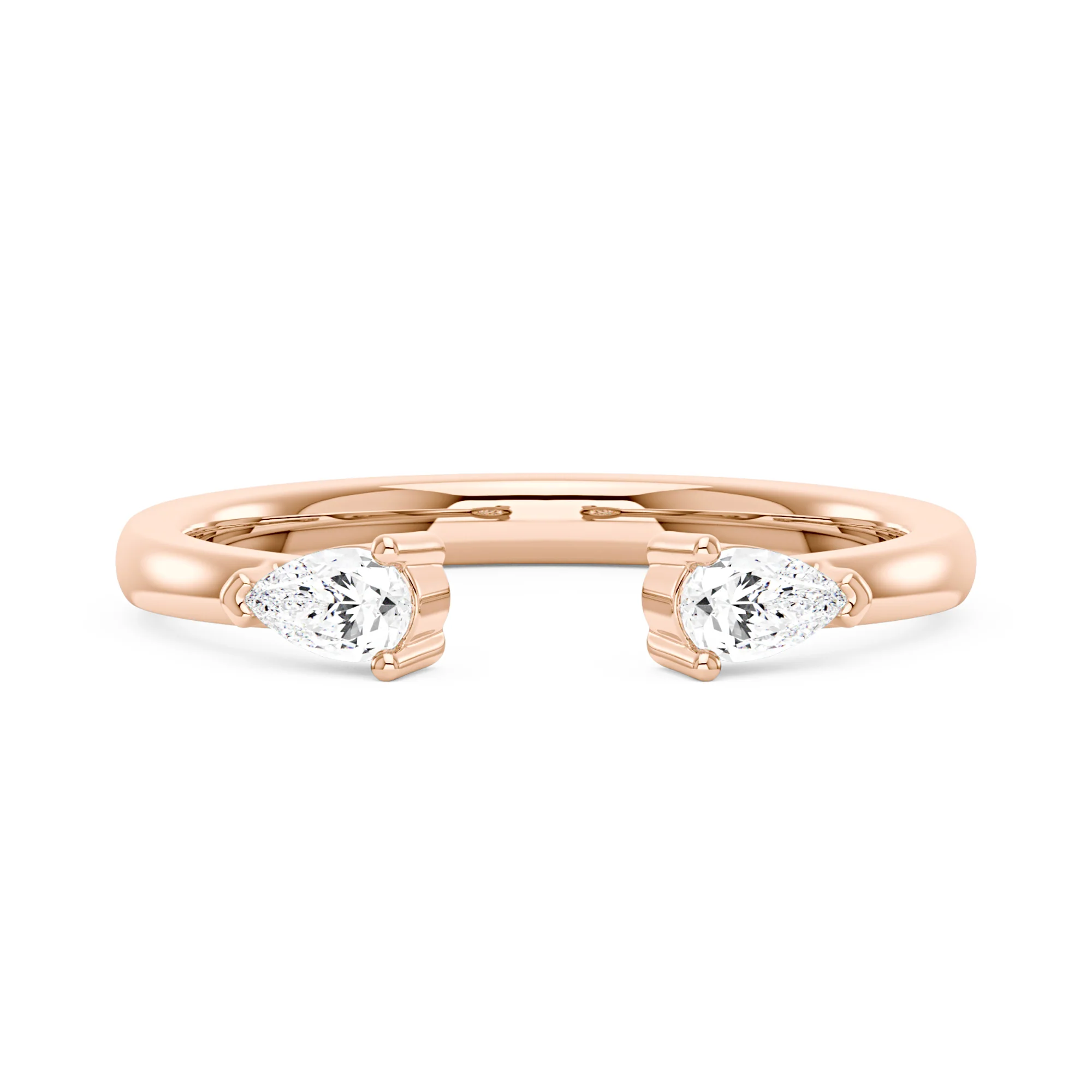 Twin Pear Moissanite Open Wedding Band Ring - Image 7