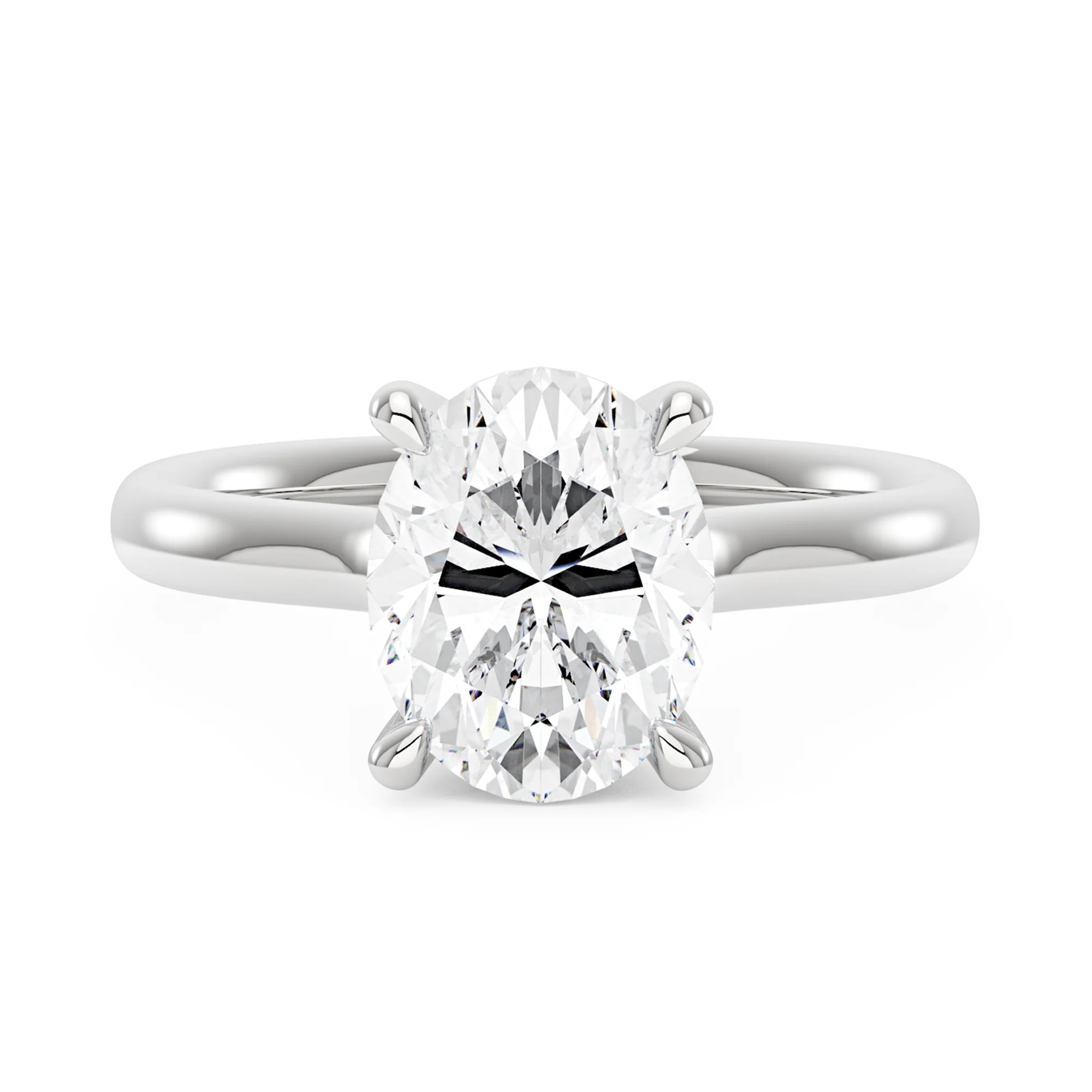 Oval Moissanite Solitaire Ring with Hidden Halo - Image 4