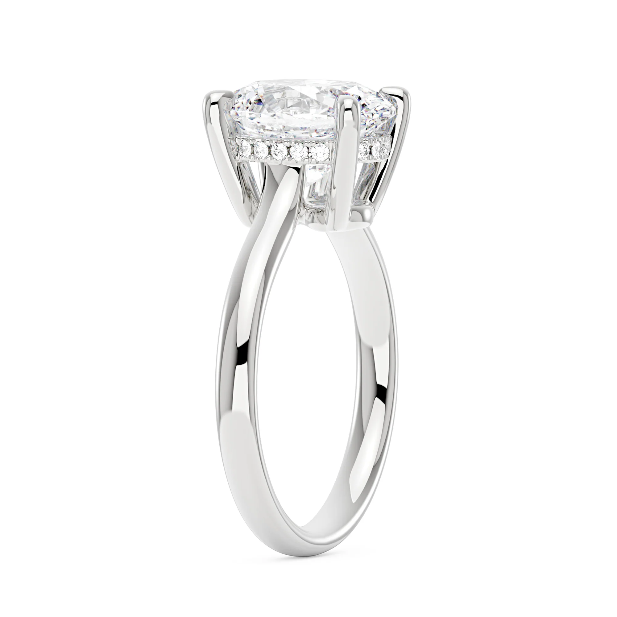 Oval Moissanite Solitaire Ring with Hidden Halo - Image 5