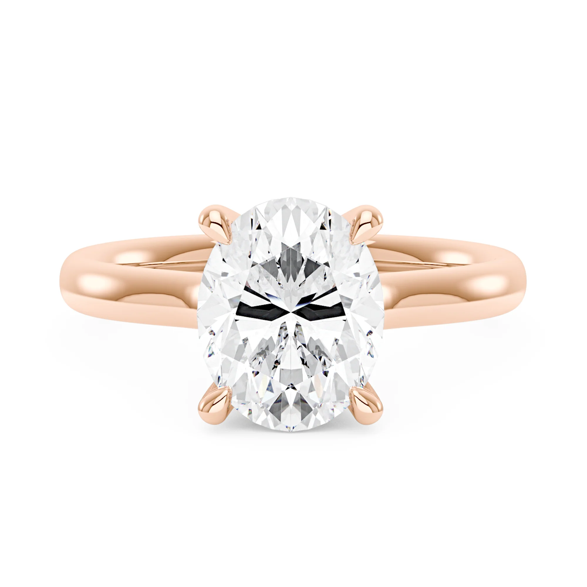Oval Moissanite Solitaire Ring with Hidden Halo - Image 7