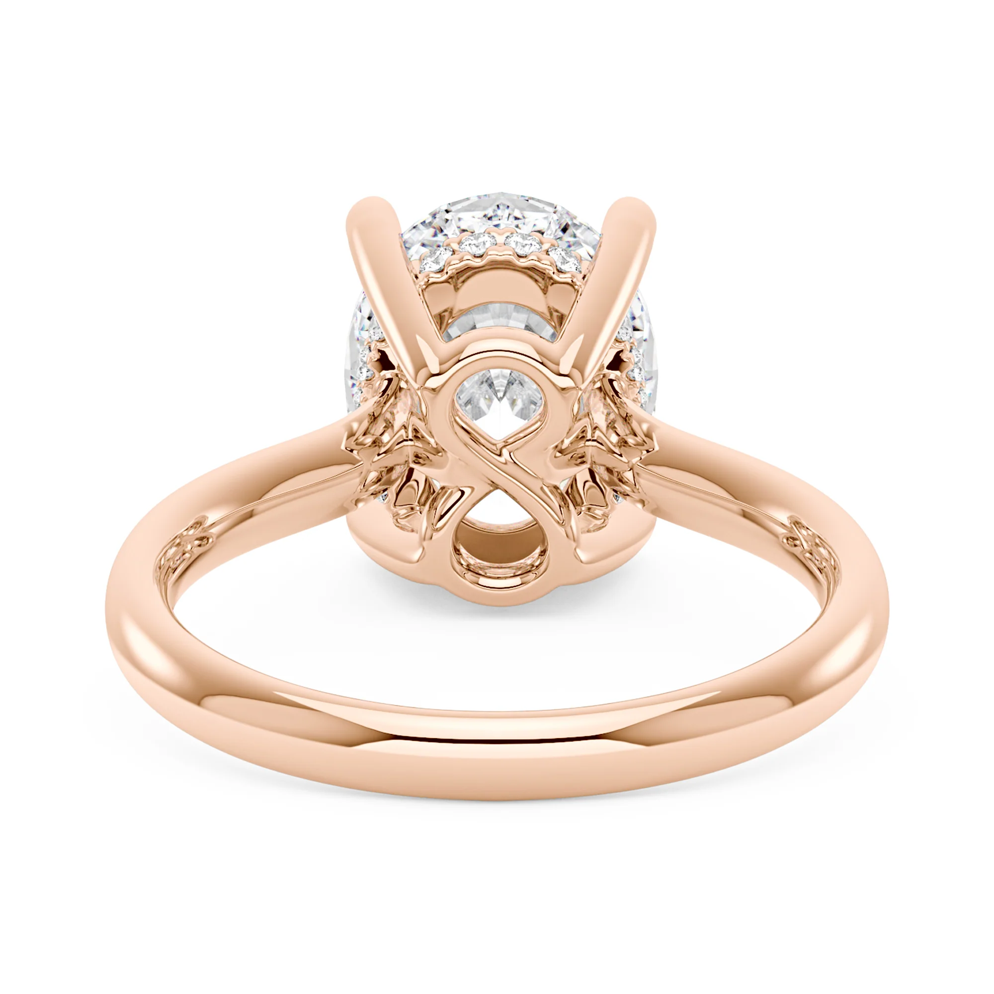 Oval Moissanite Solitaire Ring with Hidden Halo - Image 9