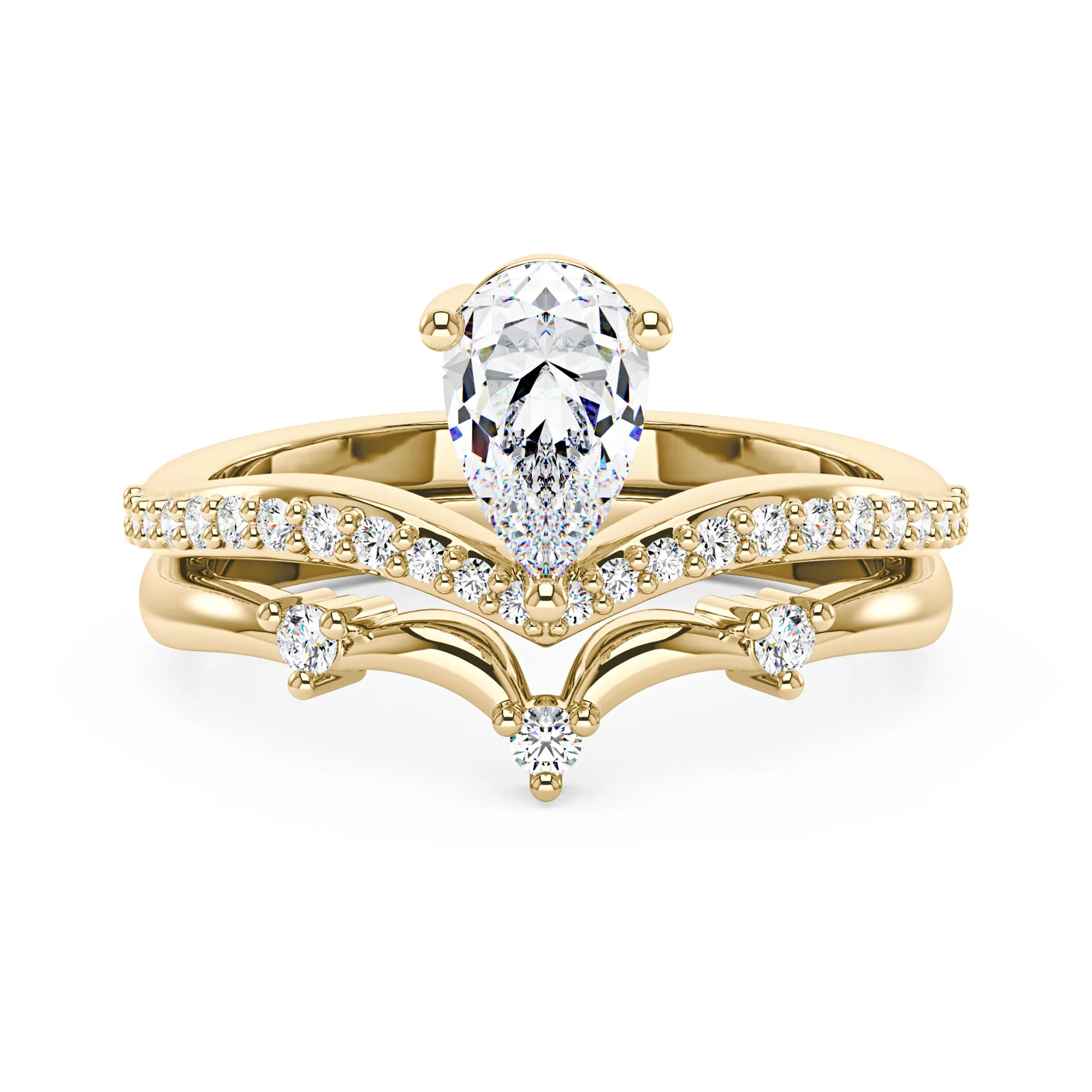 Elegant Pear Cut Moissanite Engagement Ring Set - Image 4