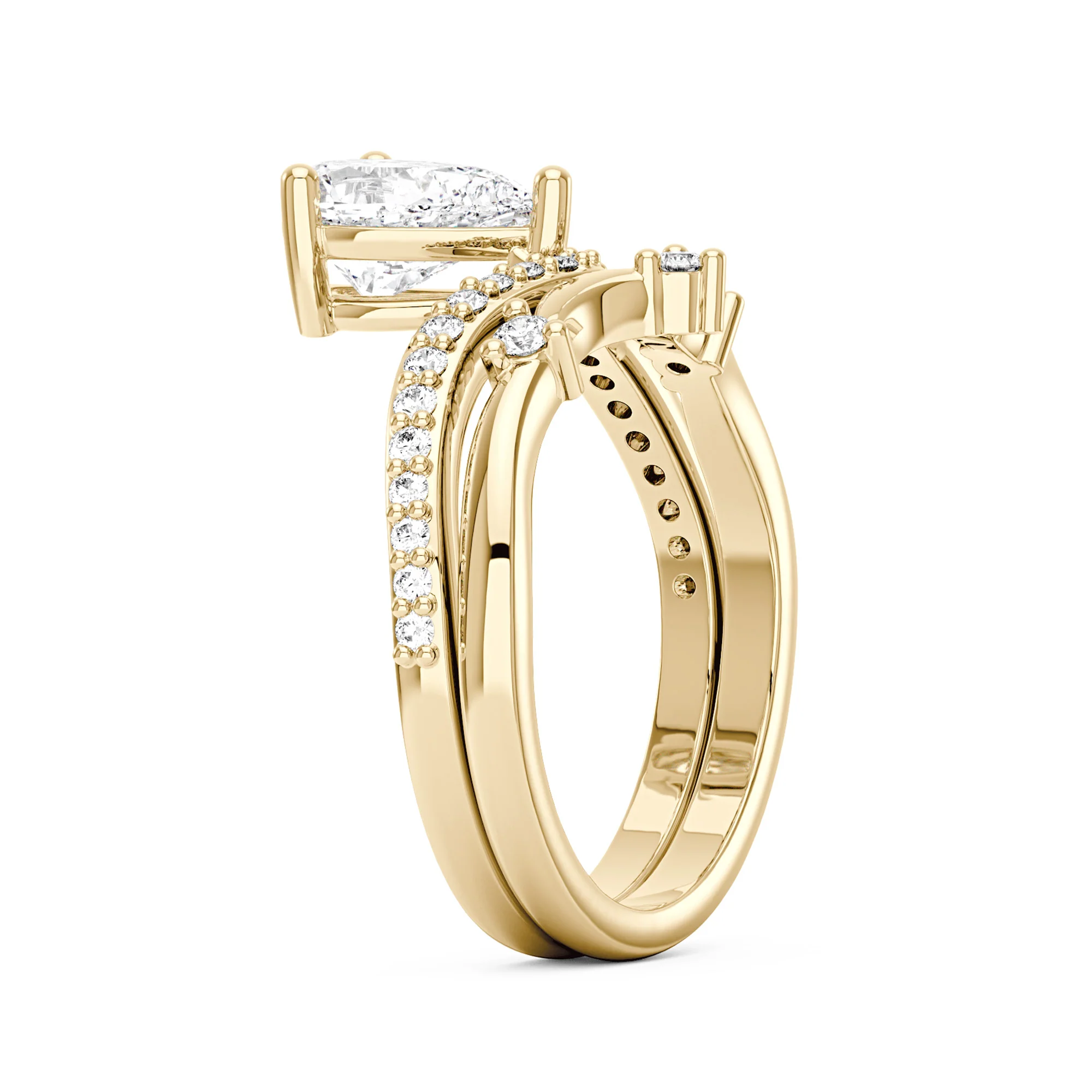 Elegant Pear Cut Moissanite Engagement Ring Set - Image 5