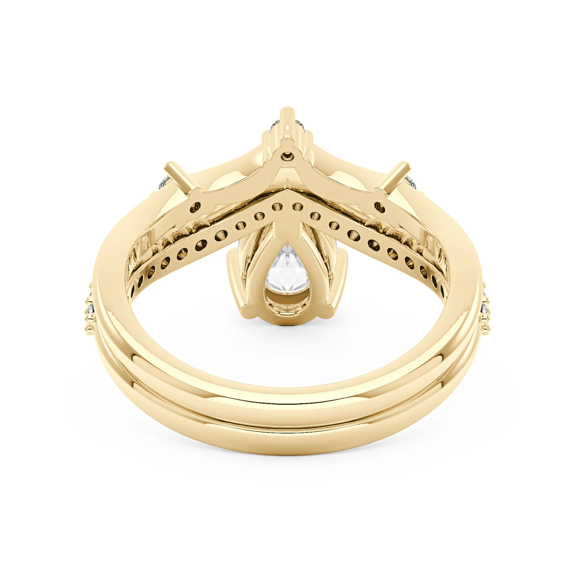 Elegant Pear Cut Moissanite Engagement Ring Set - Image 6