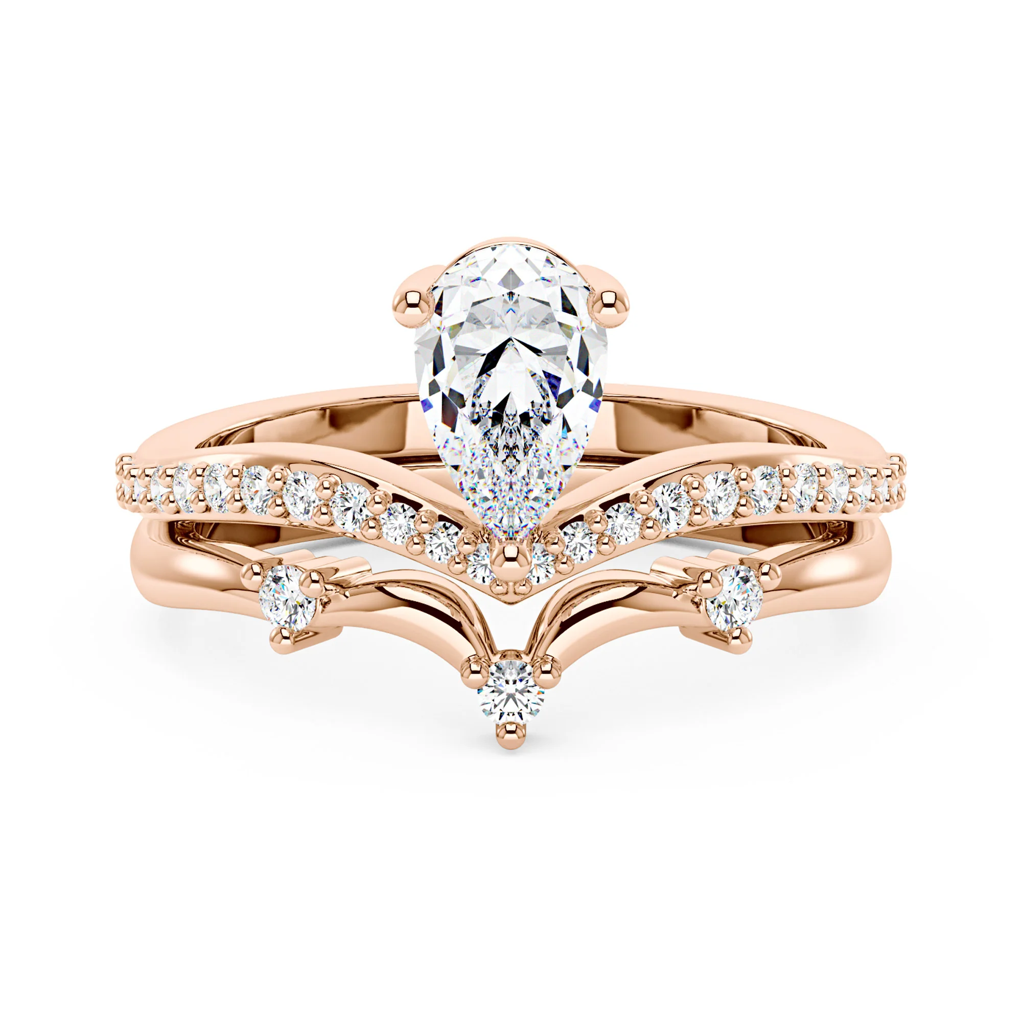 Elegant Pear Cut Moissanite Engagement Ring Set - Image 7