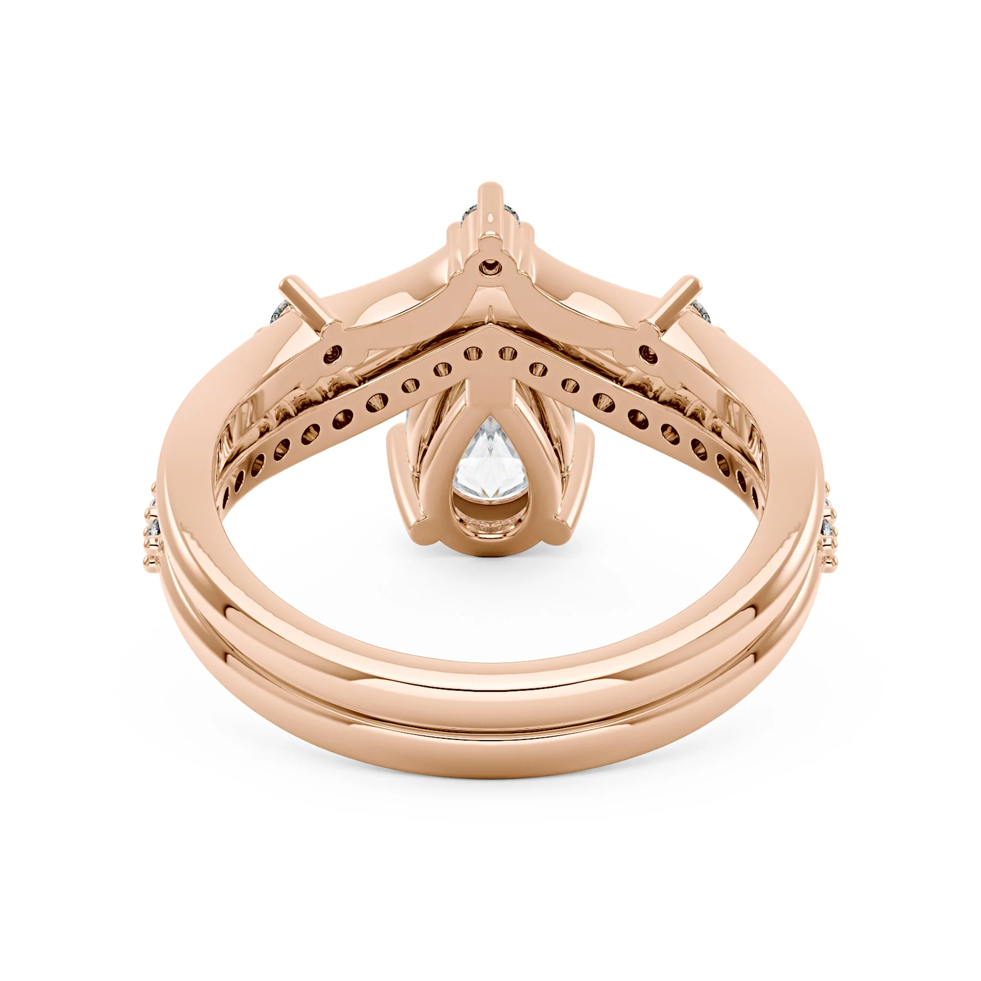 Elegant Pear Cut Moissanite Engagement Ring Set - Image 9