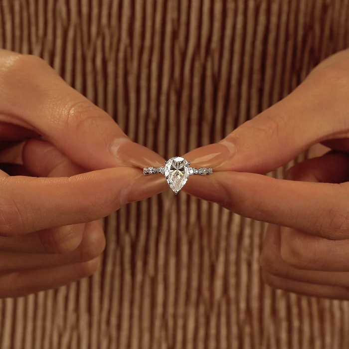 Elegant Pear Shape Moissanite Engagement Ring - Image 13