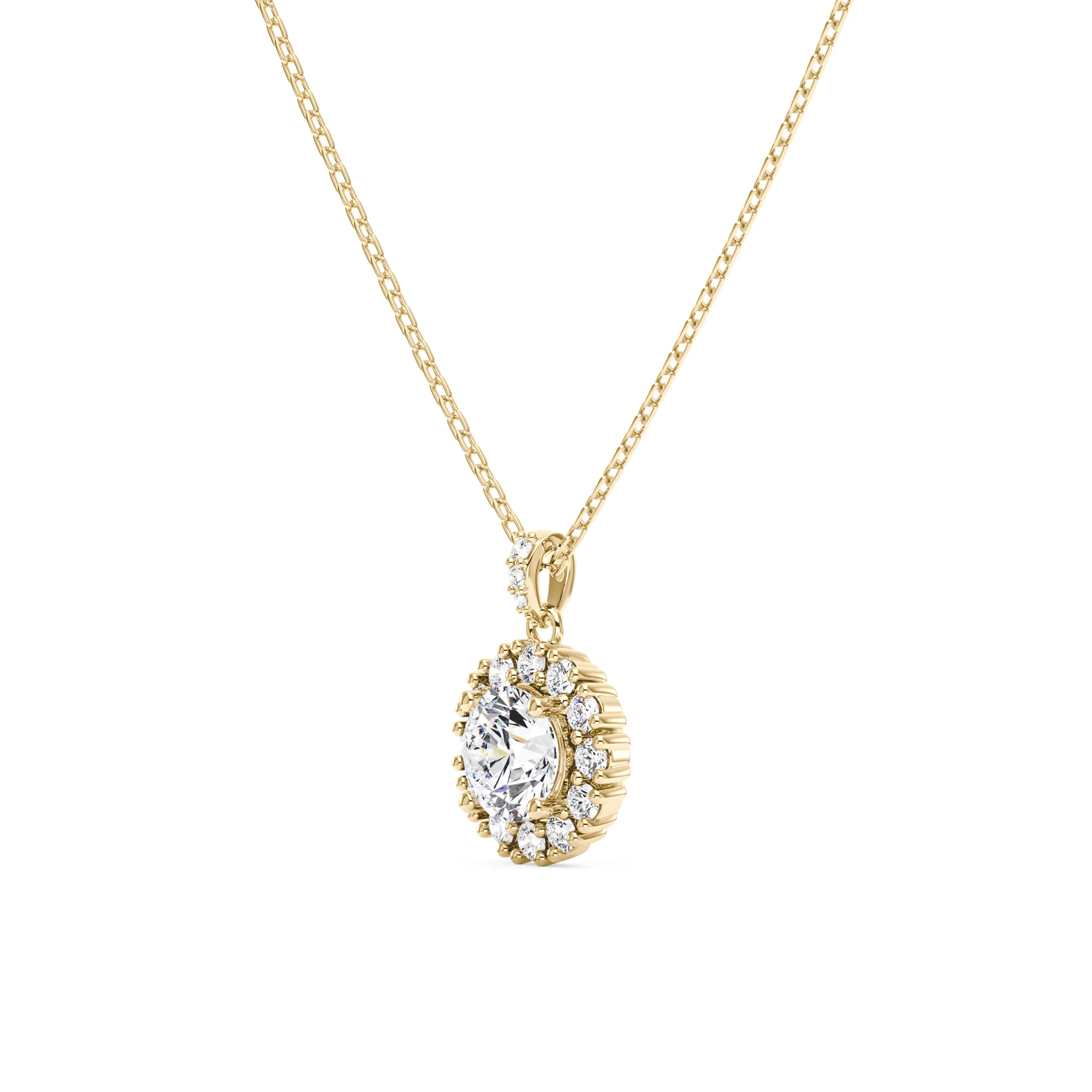 Elegant Round Moissanite Halo Pendant Necklace - Image 5