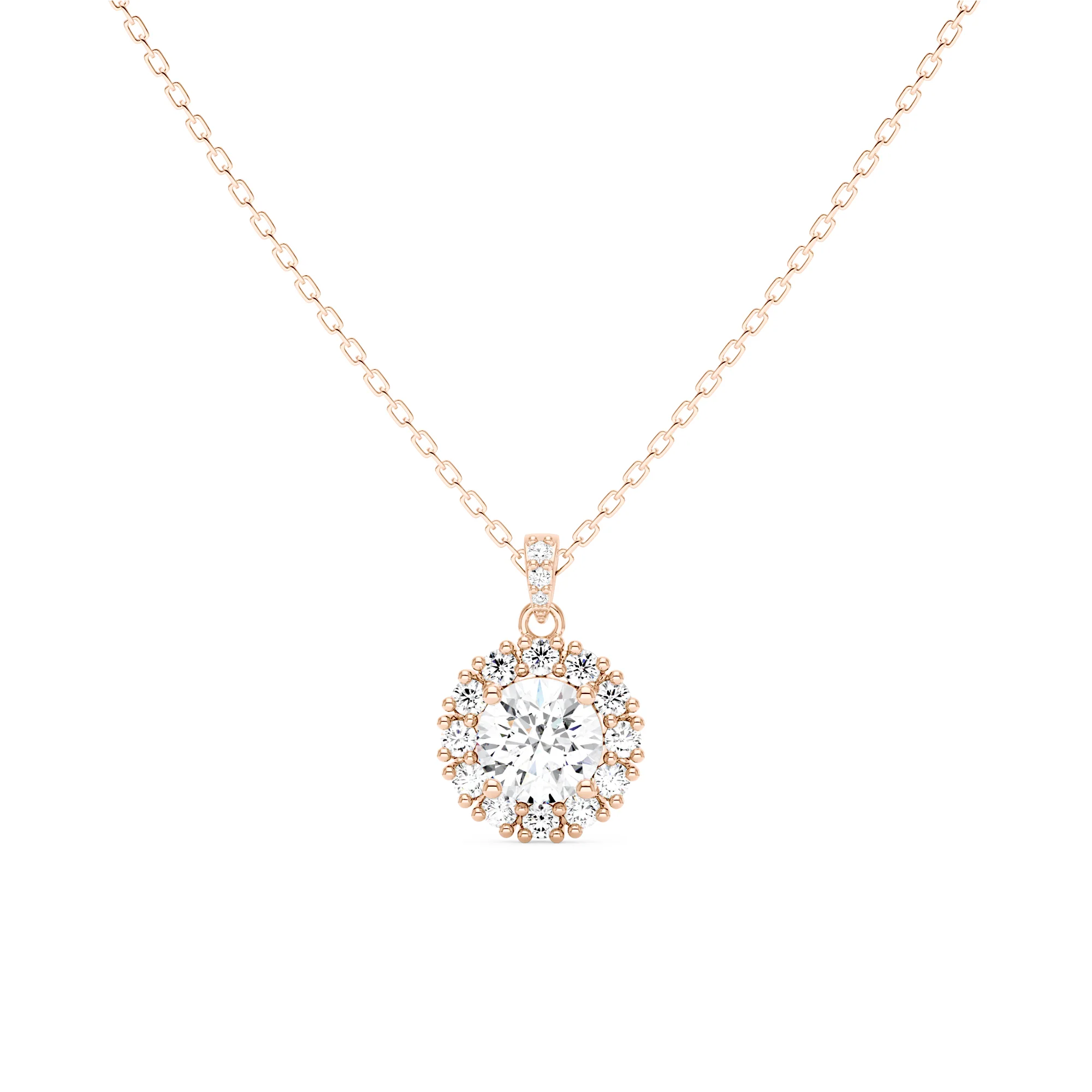 Elegant Round Moissanite Halo Pendant Necklace - Image 7