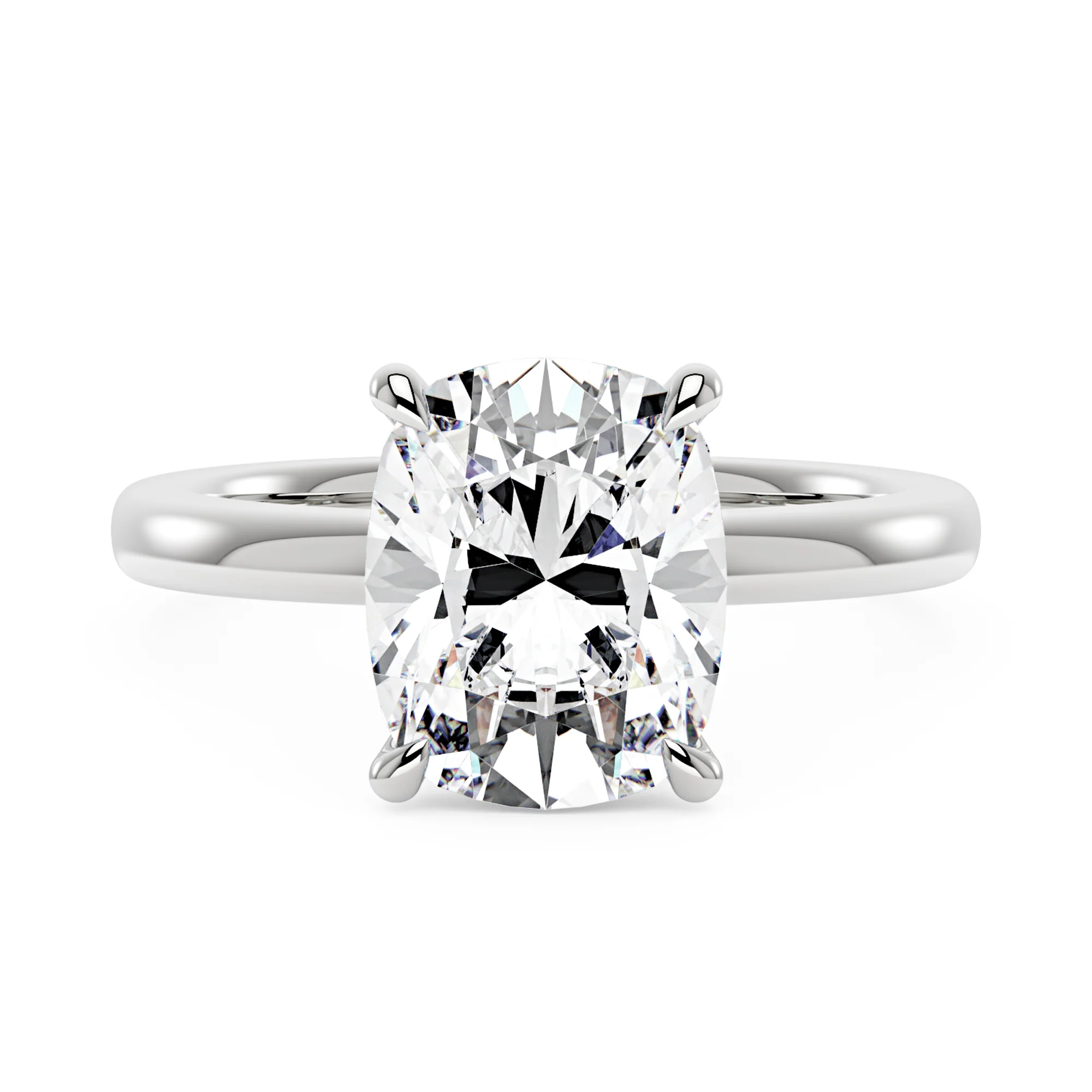Elongated Cushion Cut Engagement Ring with Hidden Halo - Image 4
