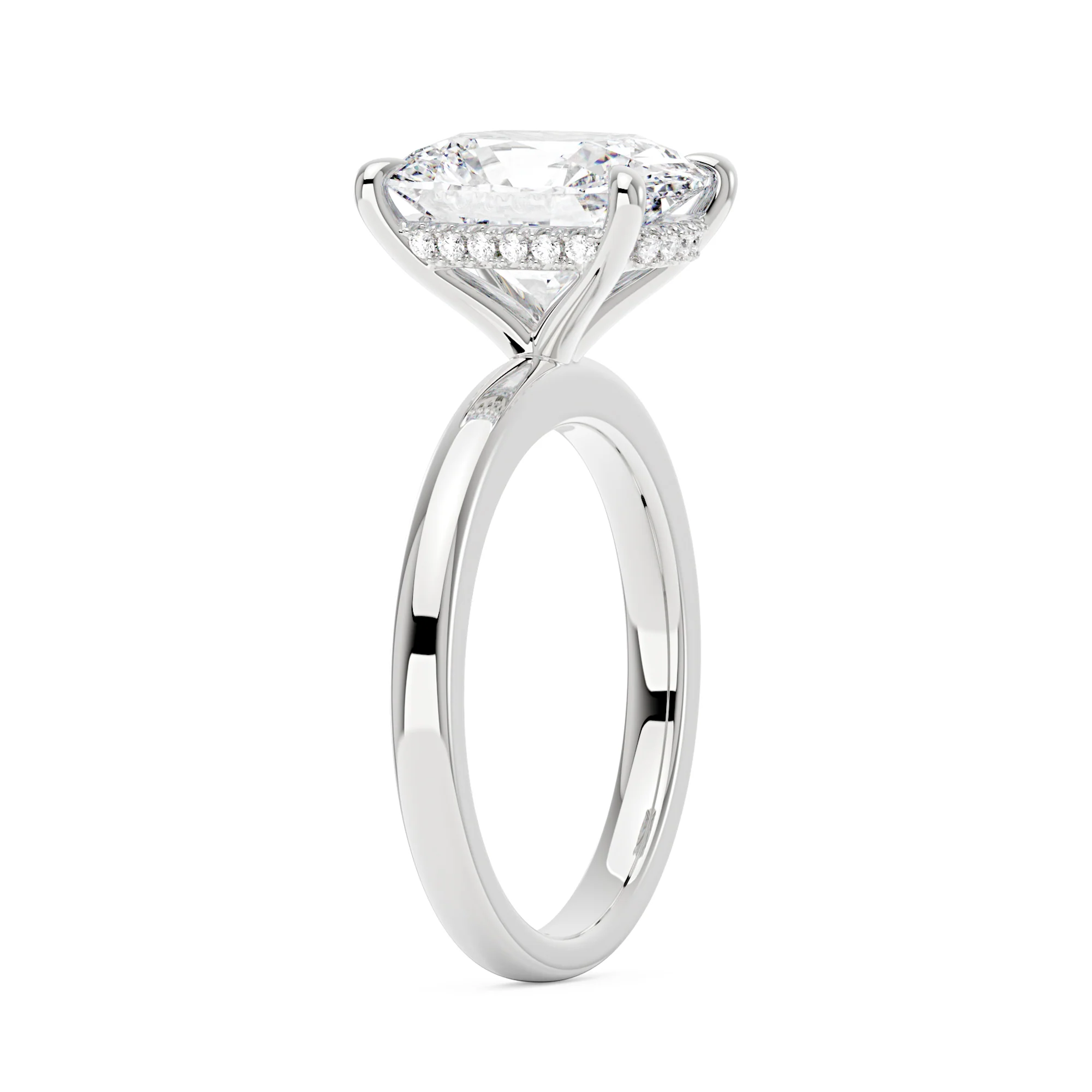 Elongated Cushion Cut Engagement Ring with Hidden Halo - Image 5