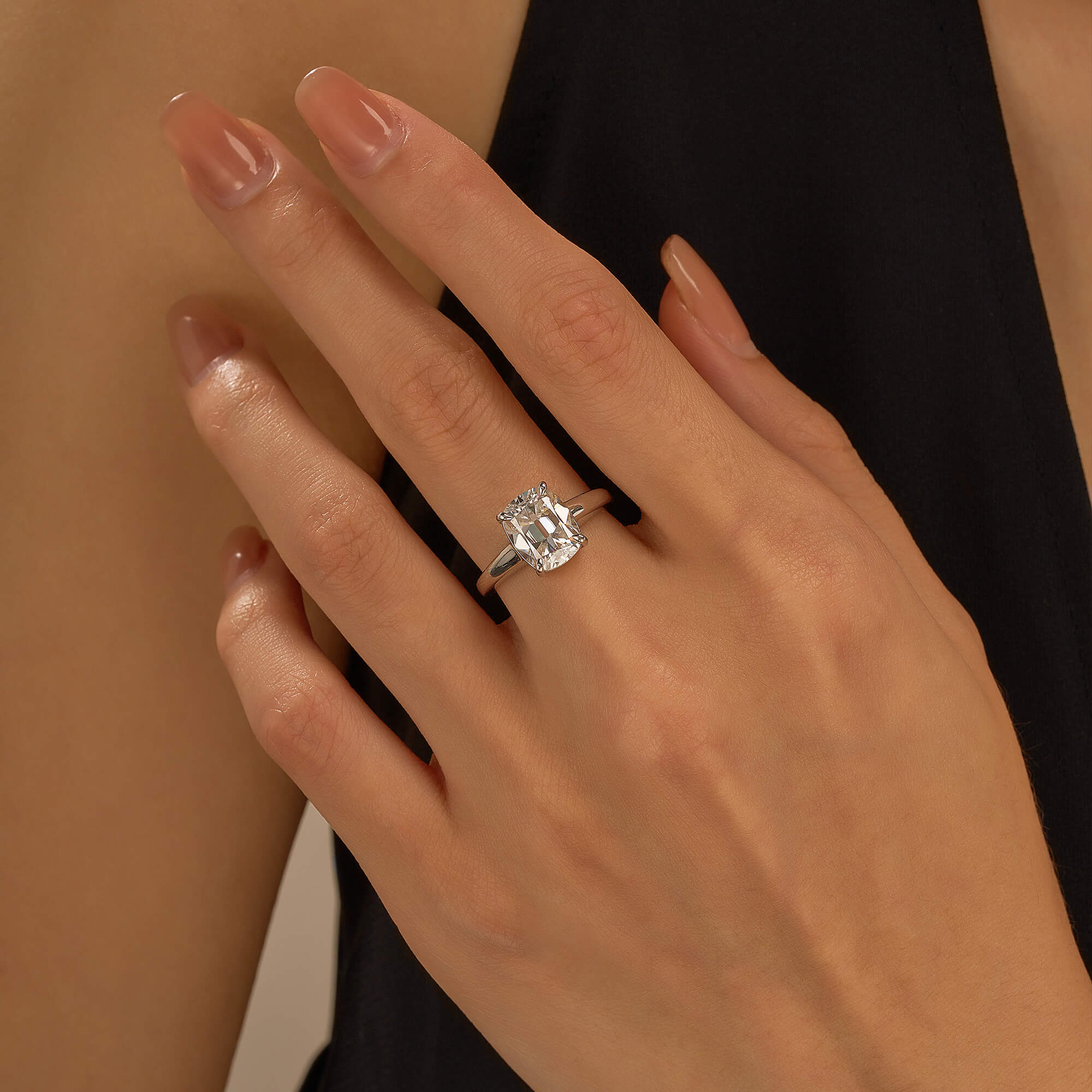 Elongated Cushion Cut Moissanite Solitaire Engagement Ring - Image 10