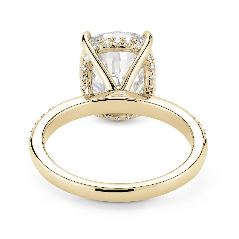 Elongated Cushion Moissanite Ring with Pavé Band - Image 6