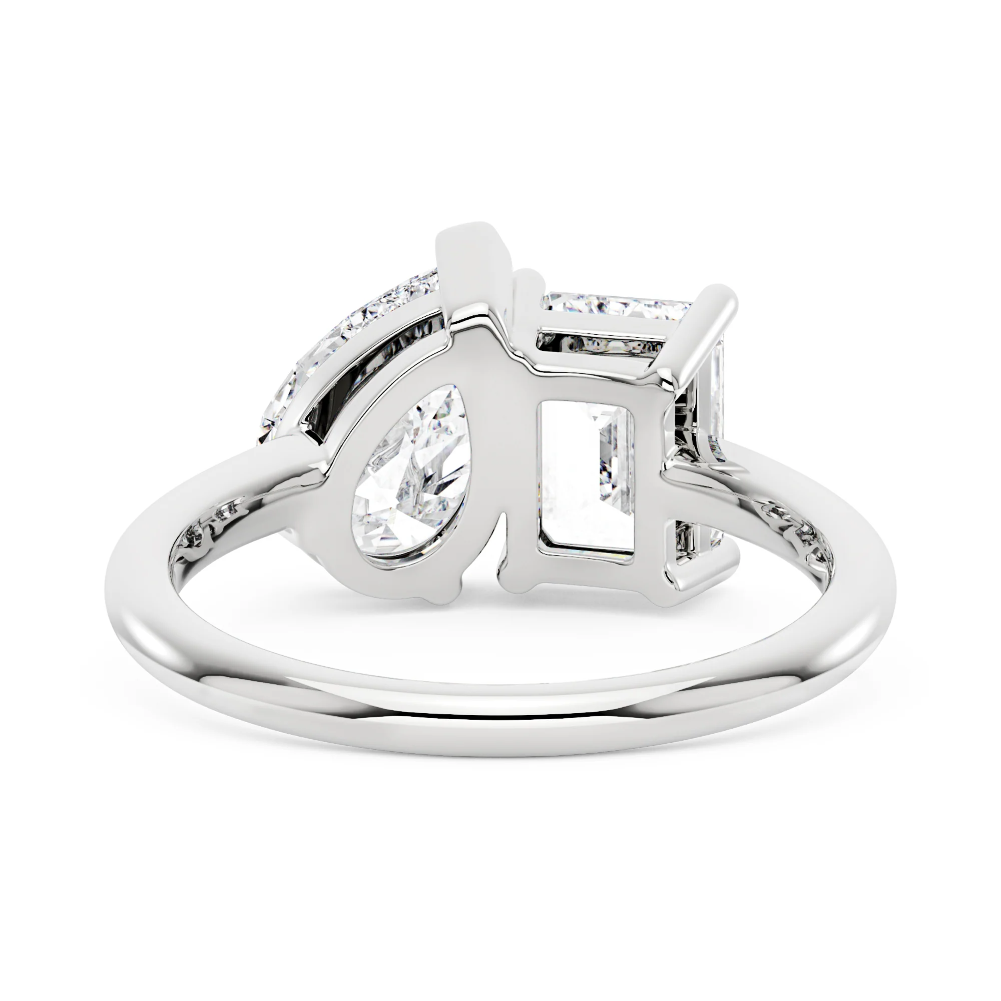 Emerald and Pear Moissanite Toi et Moi Ring - Image 3