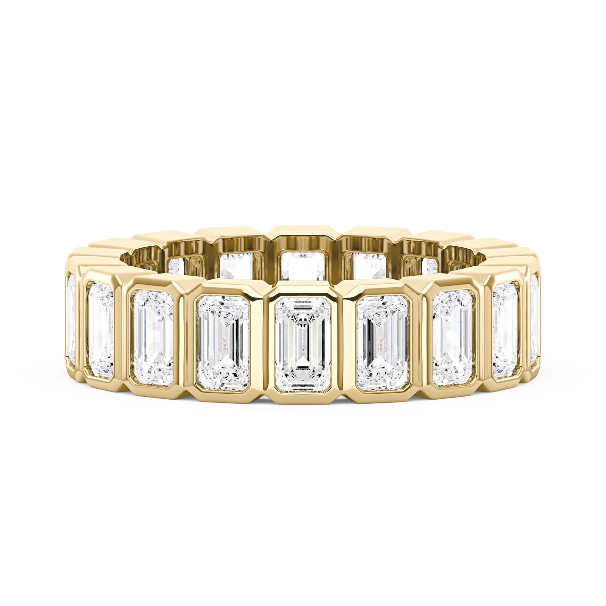 Art Deco Emerald Cut Moissanite Bezel Eternity Band - Image 4