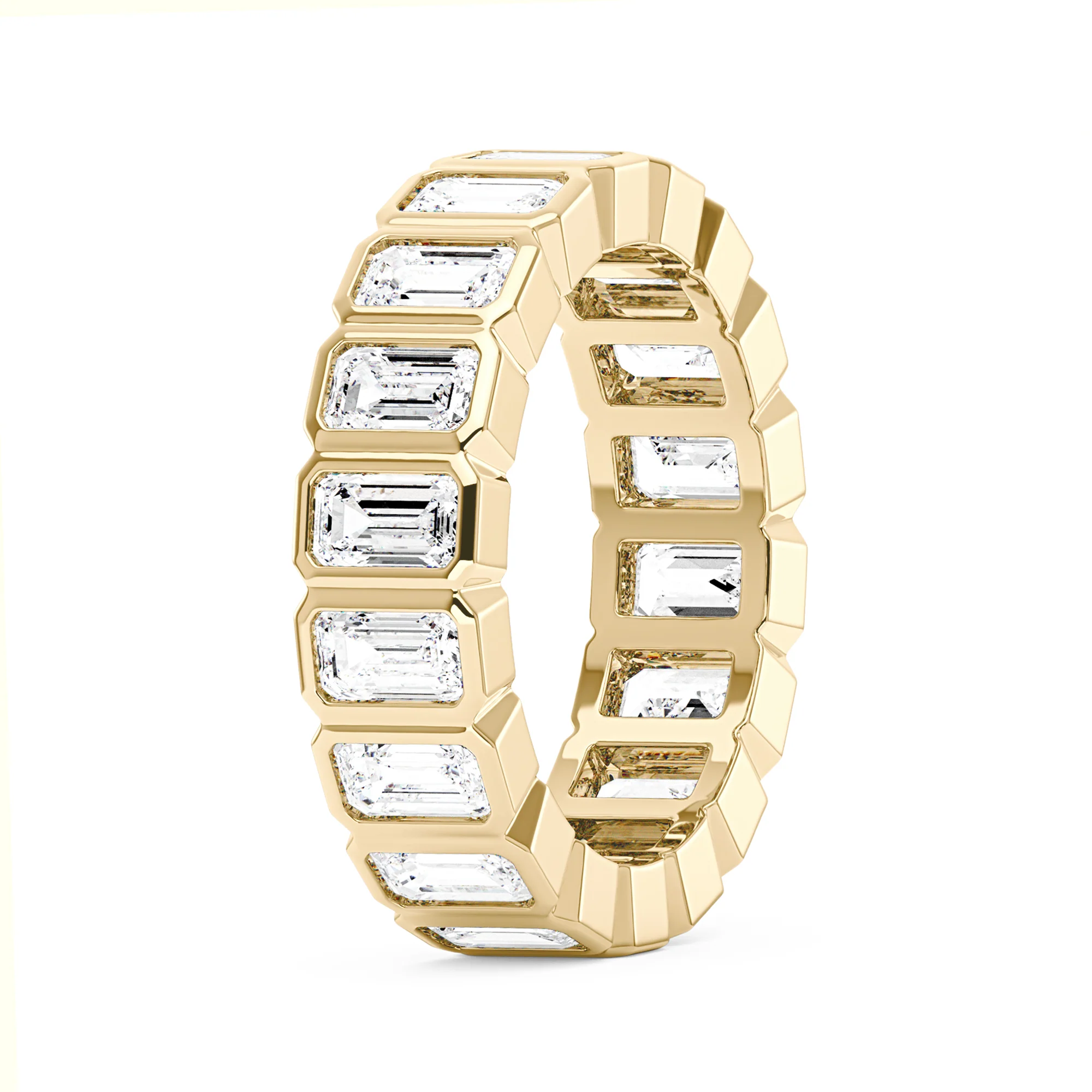 Art Deco Emerald Cut Moissanite Bezel Eternity Band - Image 5