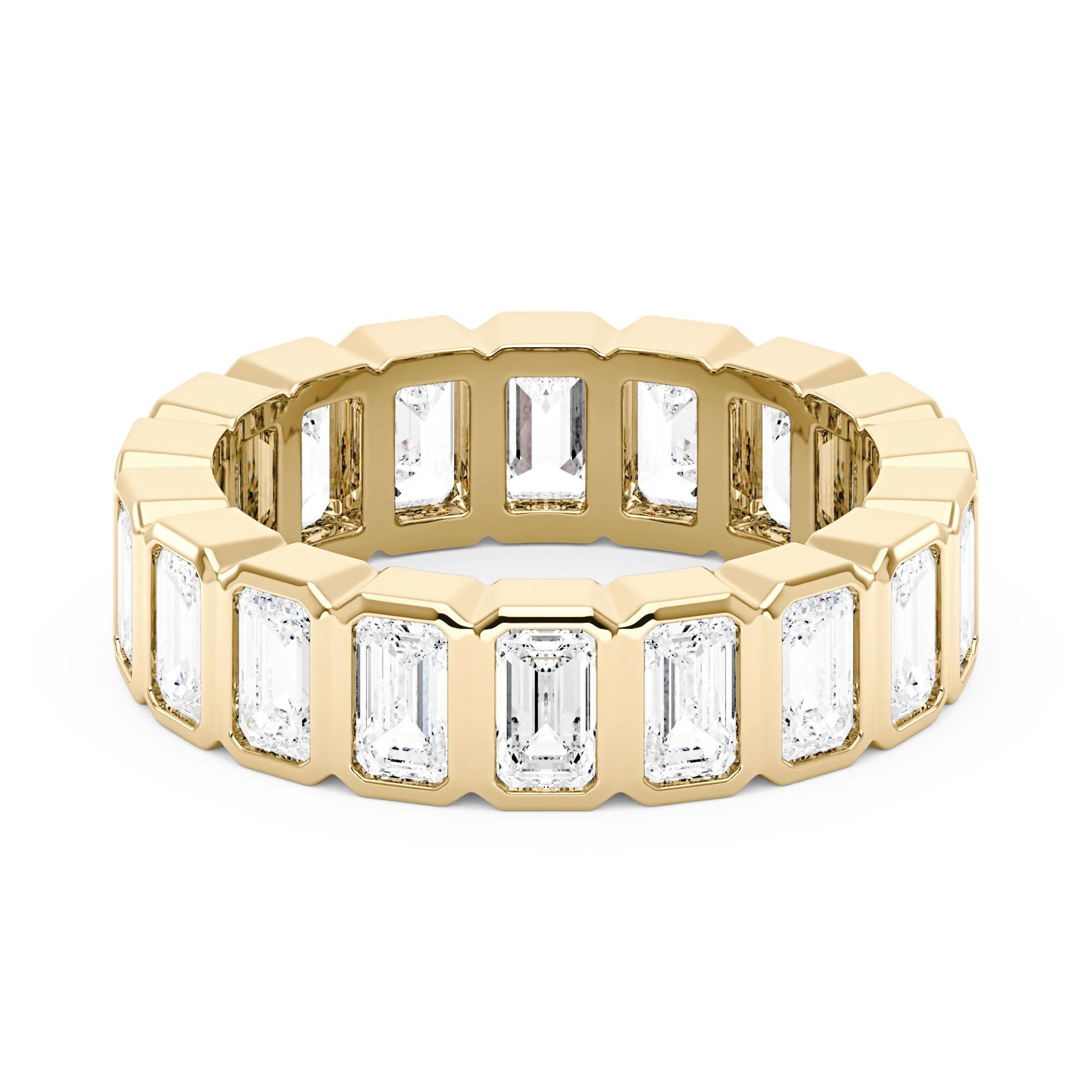 Art Deco Emerald Cut Moissanite Bezel Eternity Band - Image 6