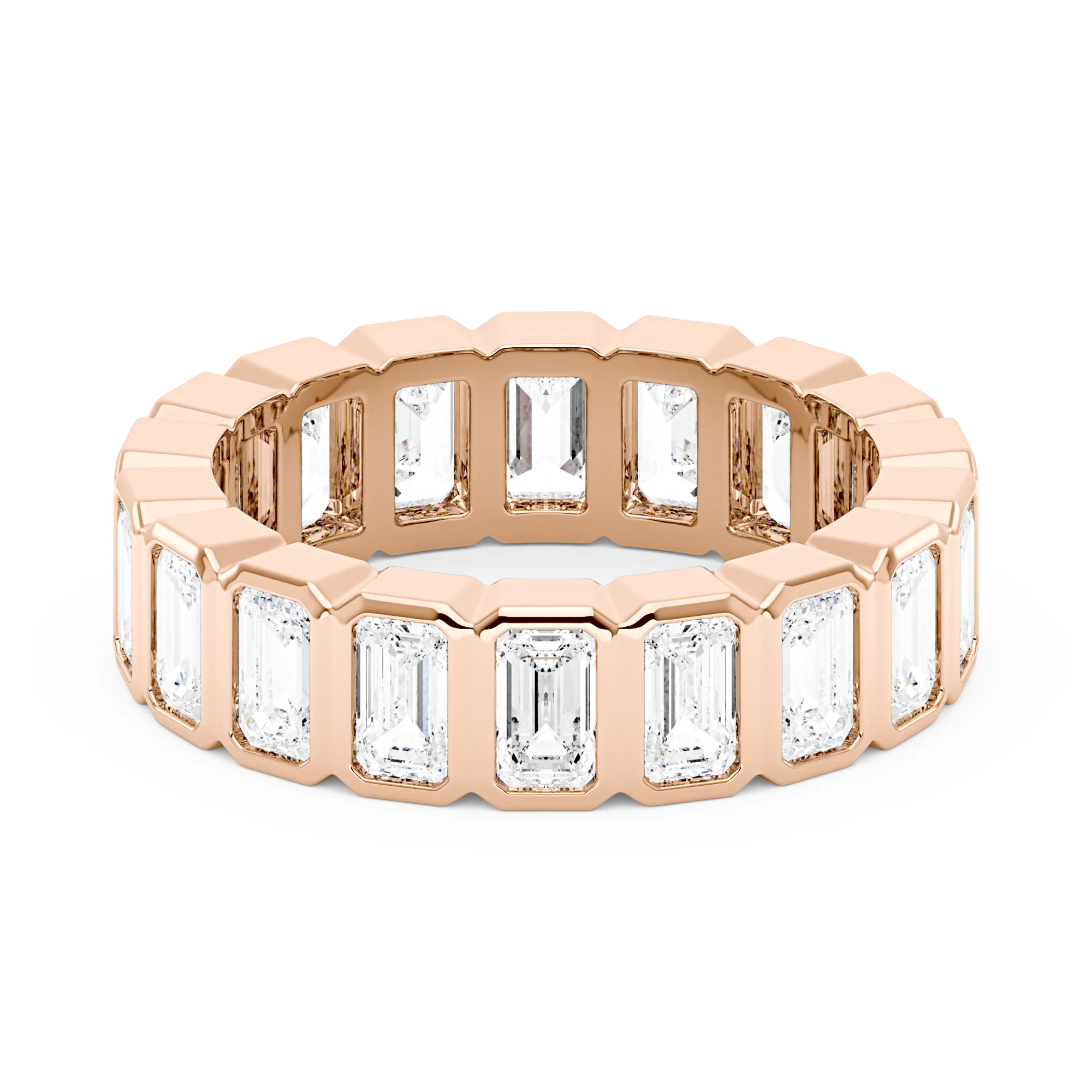 Art Deco Emerald Cut Moissanite Bezel Eternity Band - Image 9