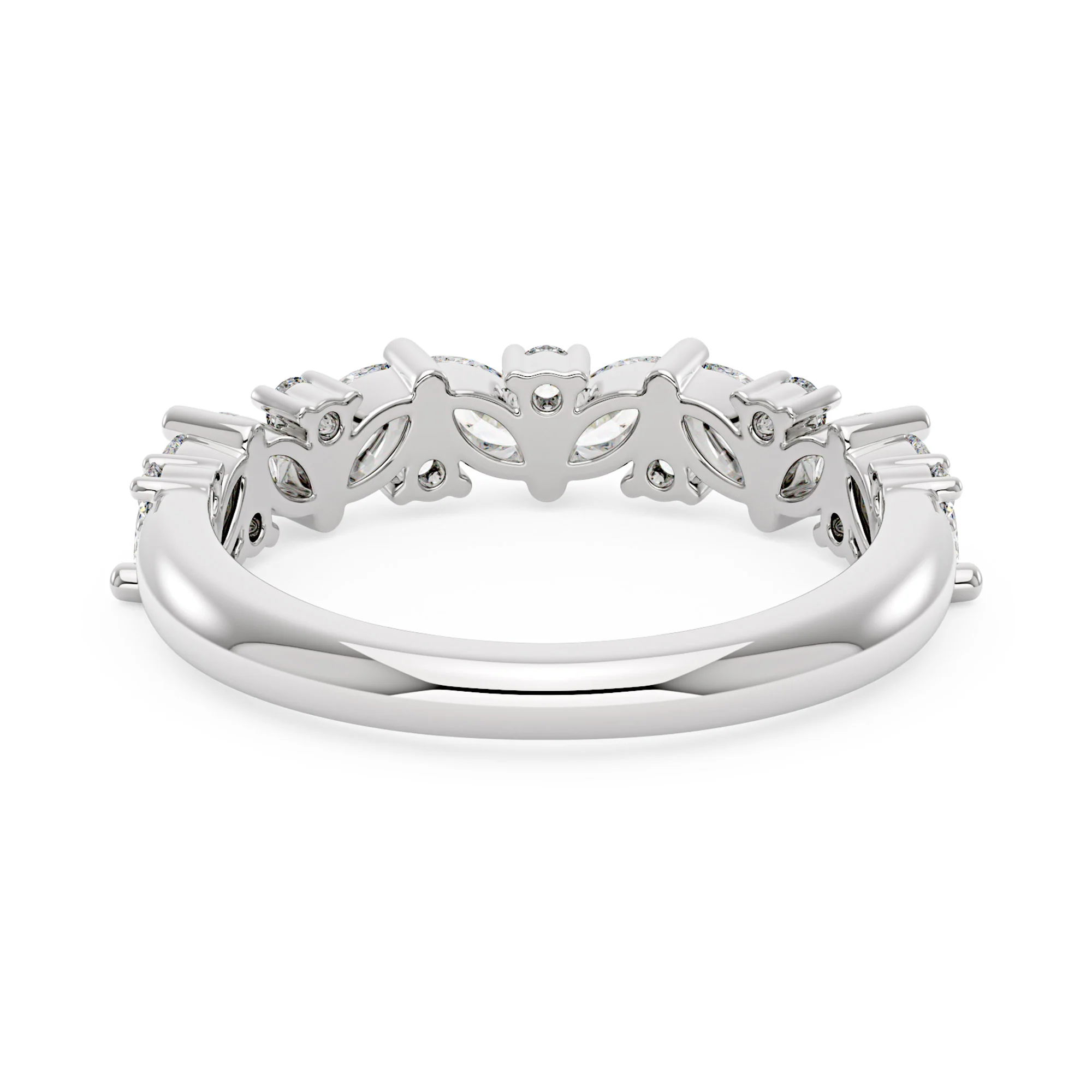 Emerald Cut Moissanite Engagement Ring and Half Eternity Band Set - Image 10