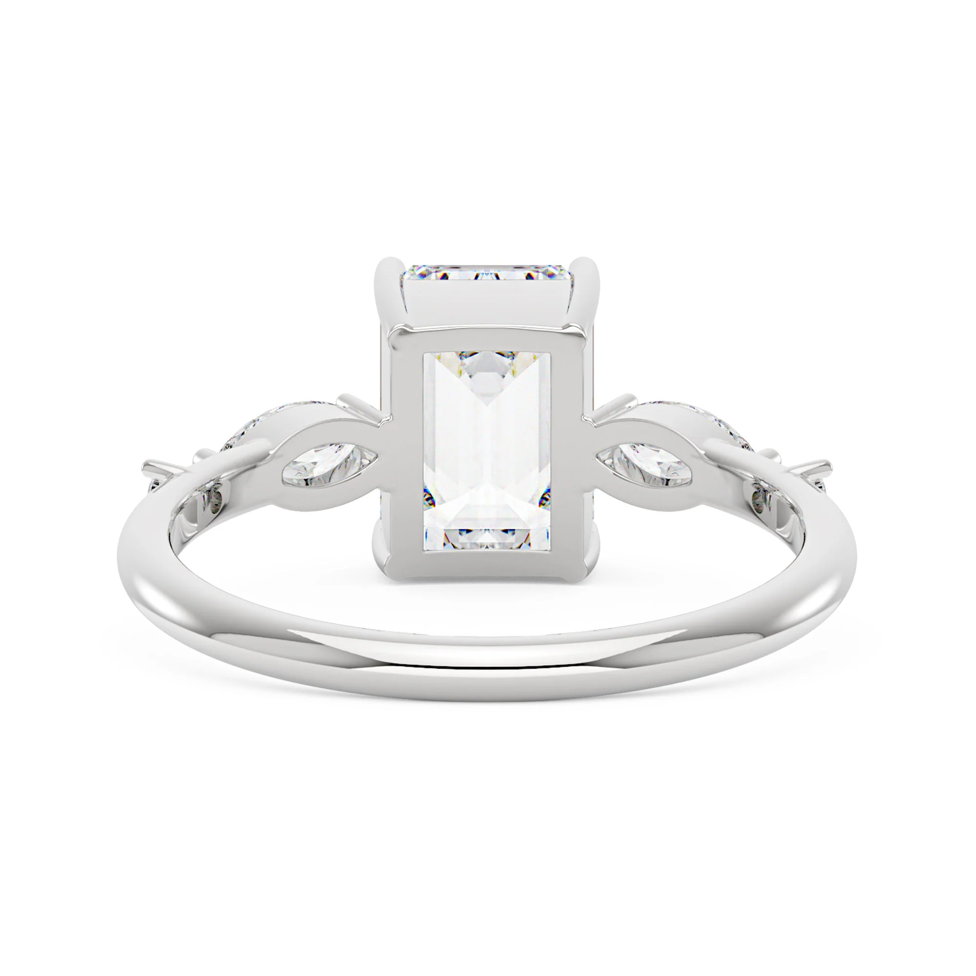 Emerald Cut Moissanite Engagement Ring and Half Eternity Band Set - Image 7