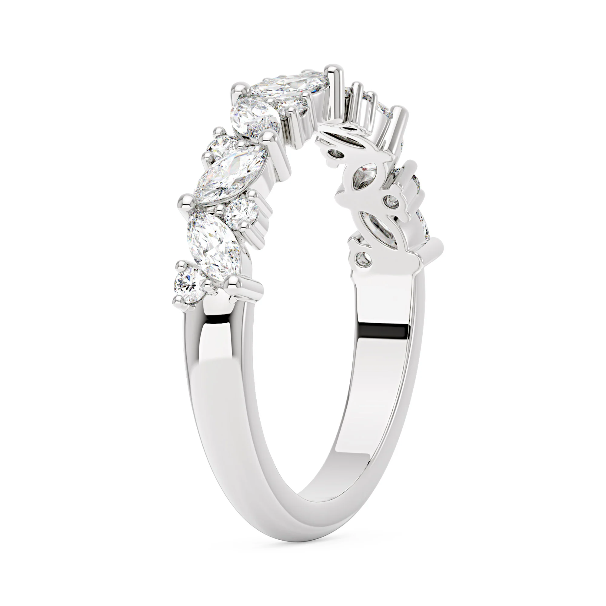 Marquise & Round Half Eternity Band Ring - Image 5
