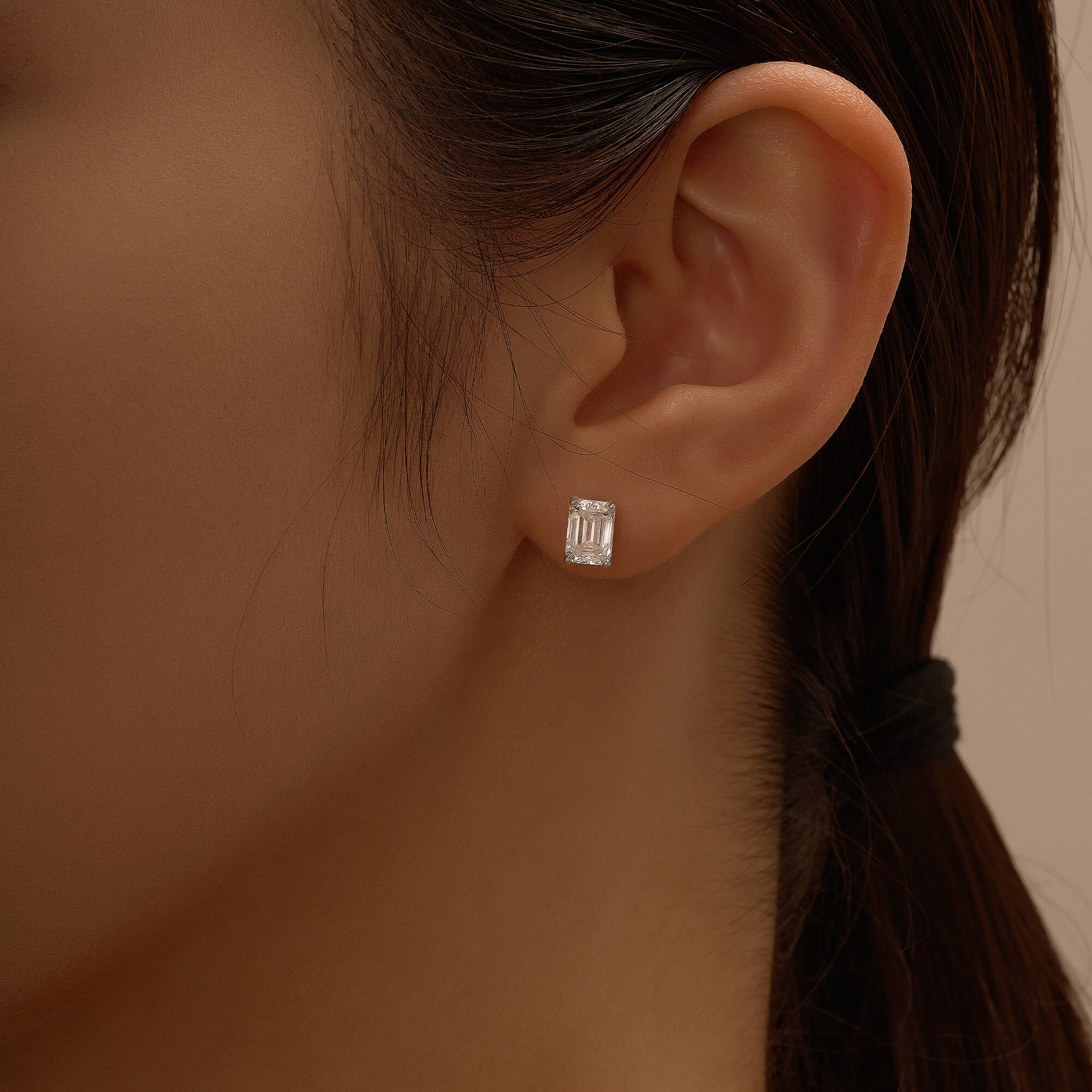 Emerald Cut Moissanite Stud Earrings - Image 10