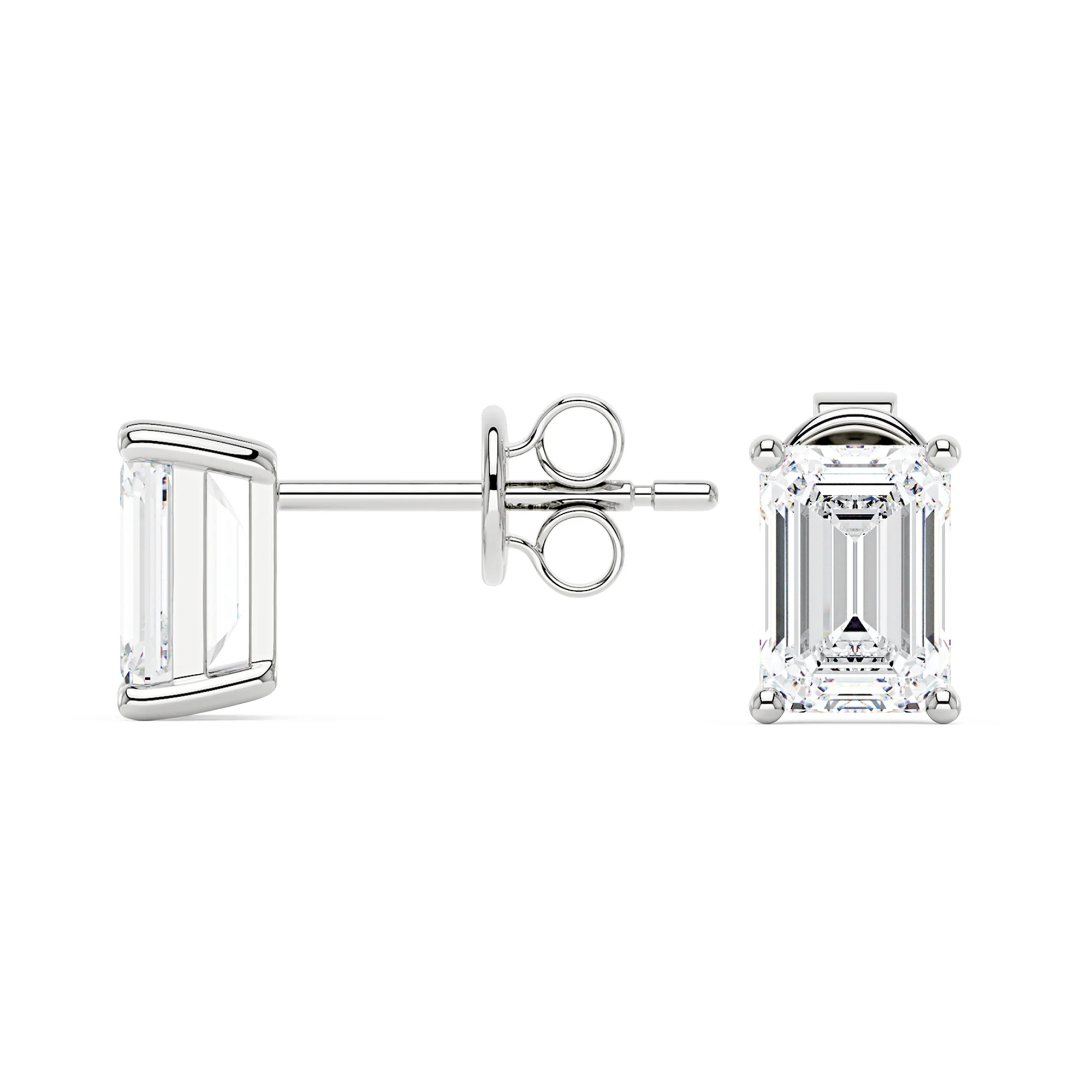 Emerald Cut Moissanite Stud Earrings - Image 3