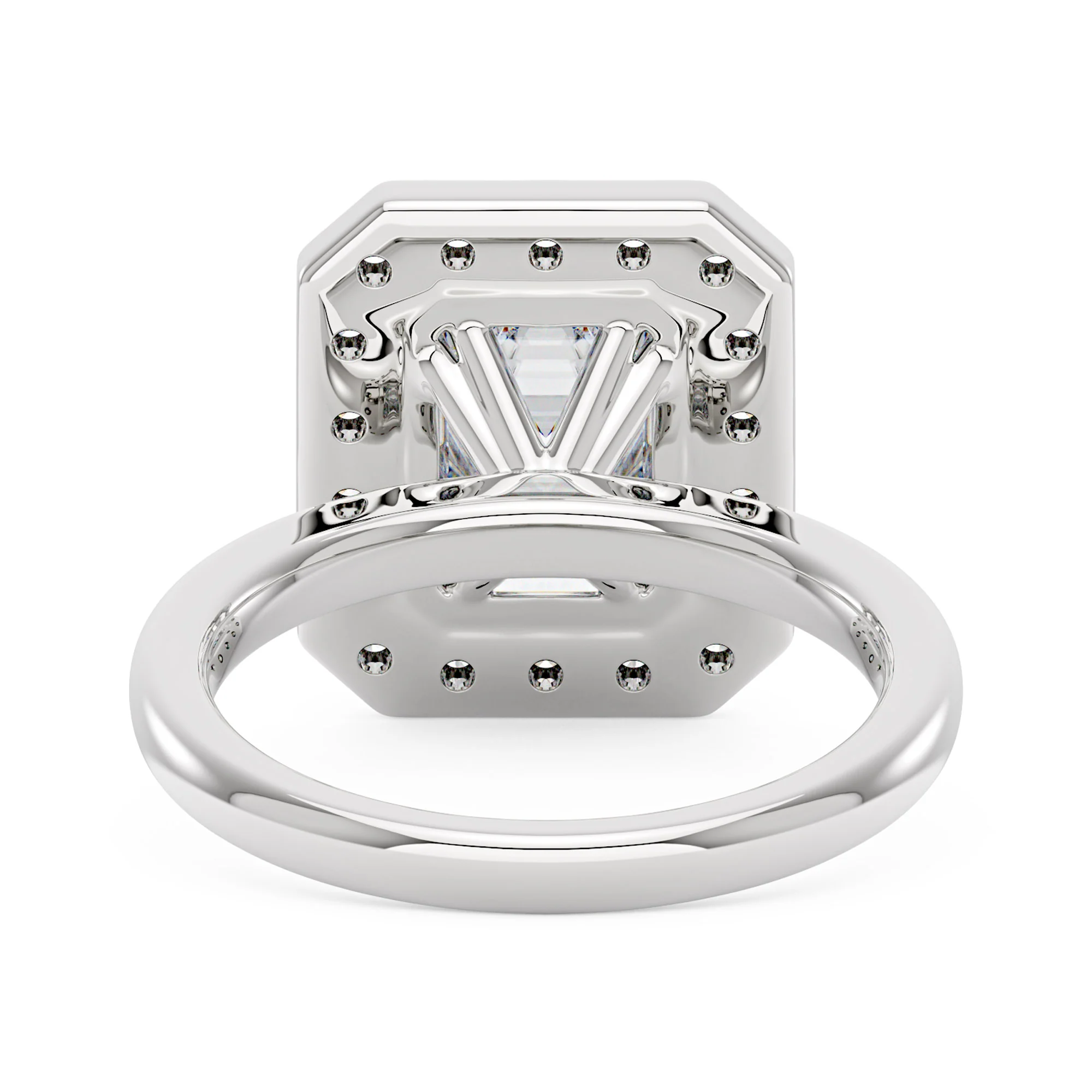 Emerald Moissanite Halo Engagement Ring - Image 3