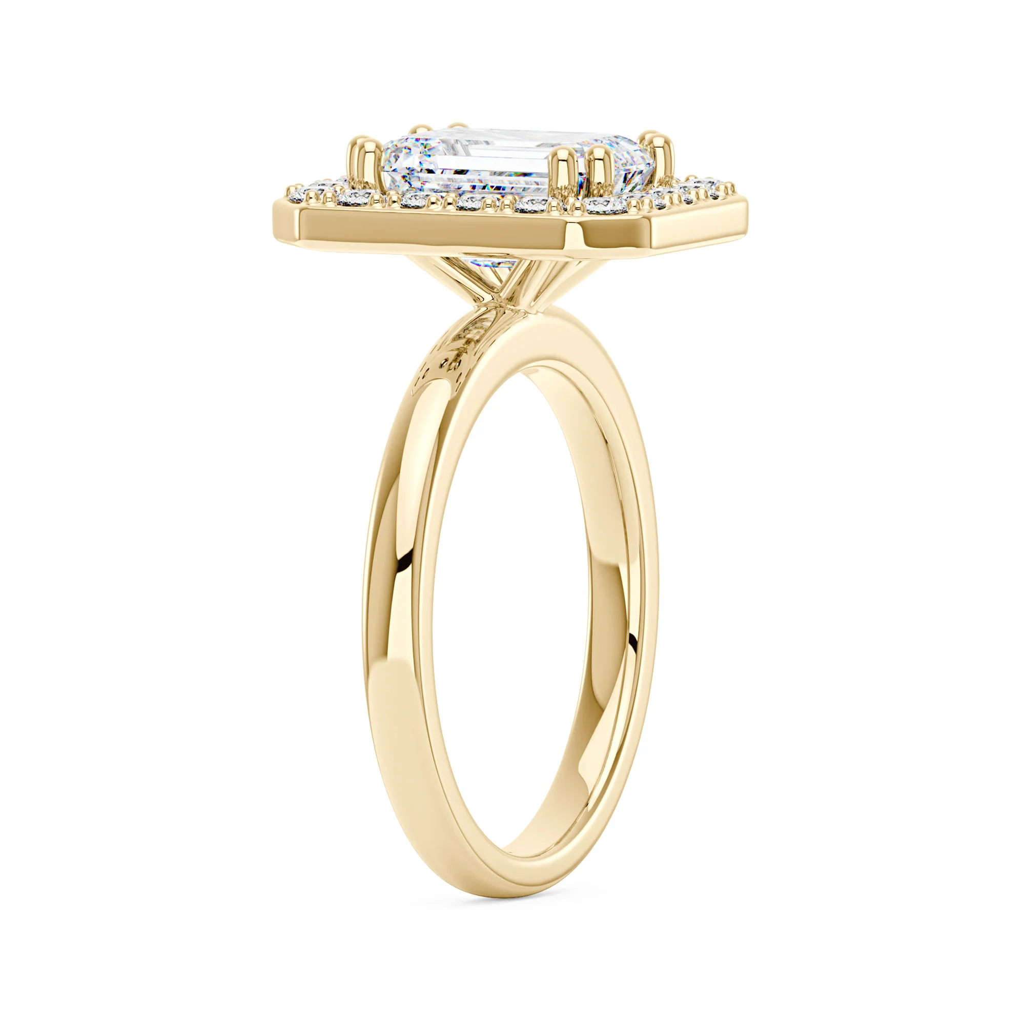 Emerald Moissanite Halo Engagement Ring - Image 5