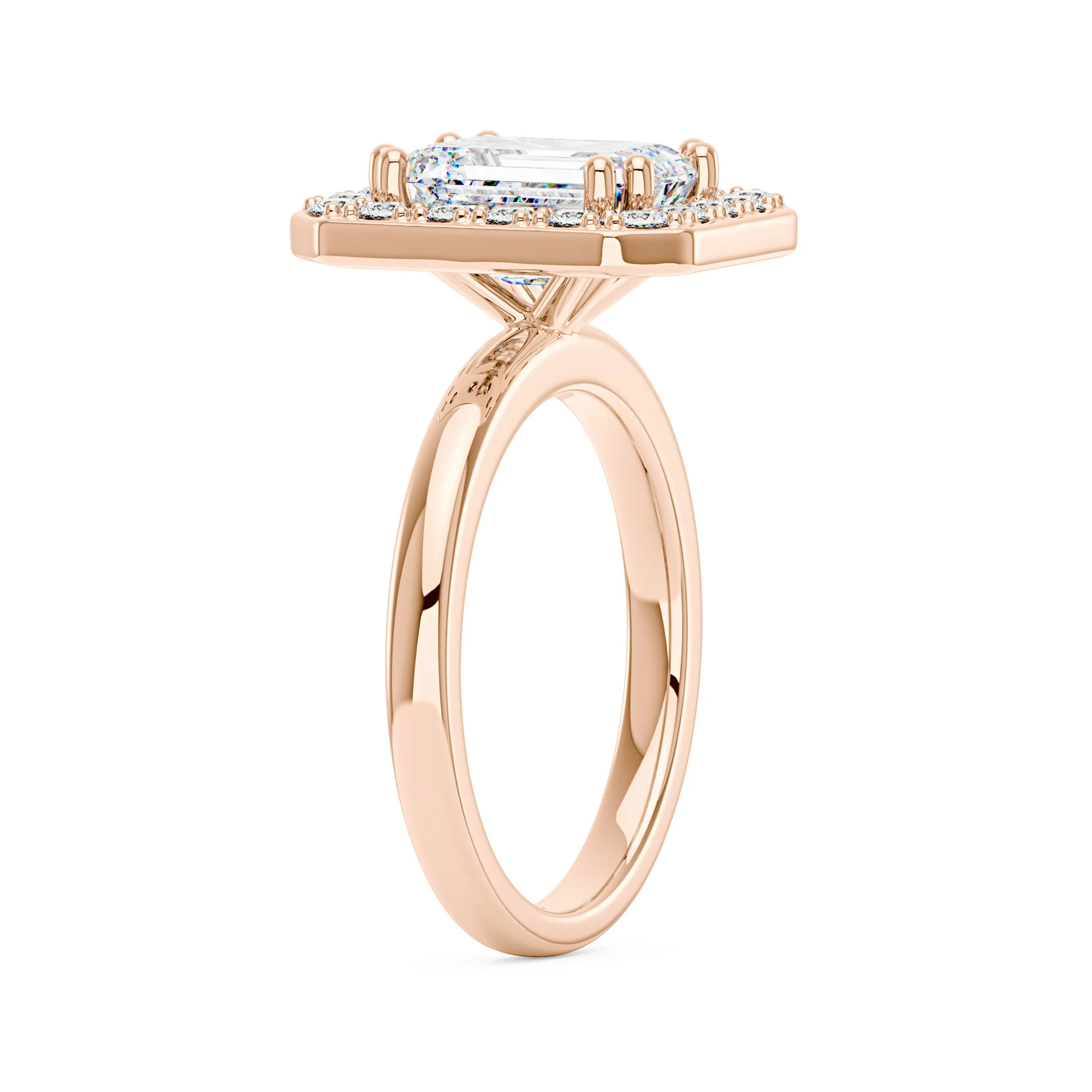 Emerald Moissanite Halo Engagement Ring - Image 8
