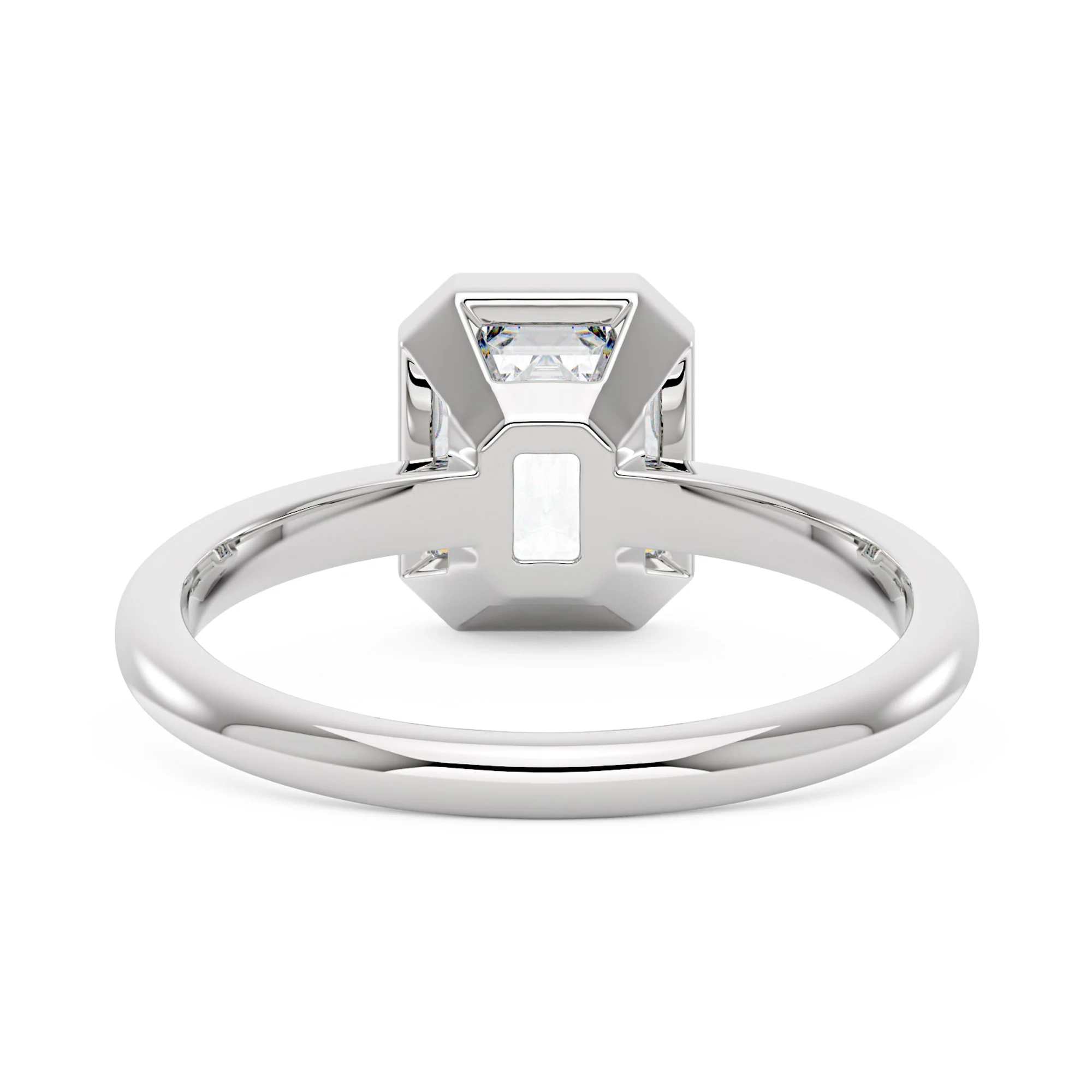 Emerald Moissanite Solitaire Bezel Ring - Image 3