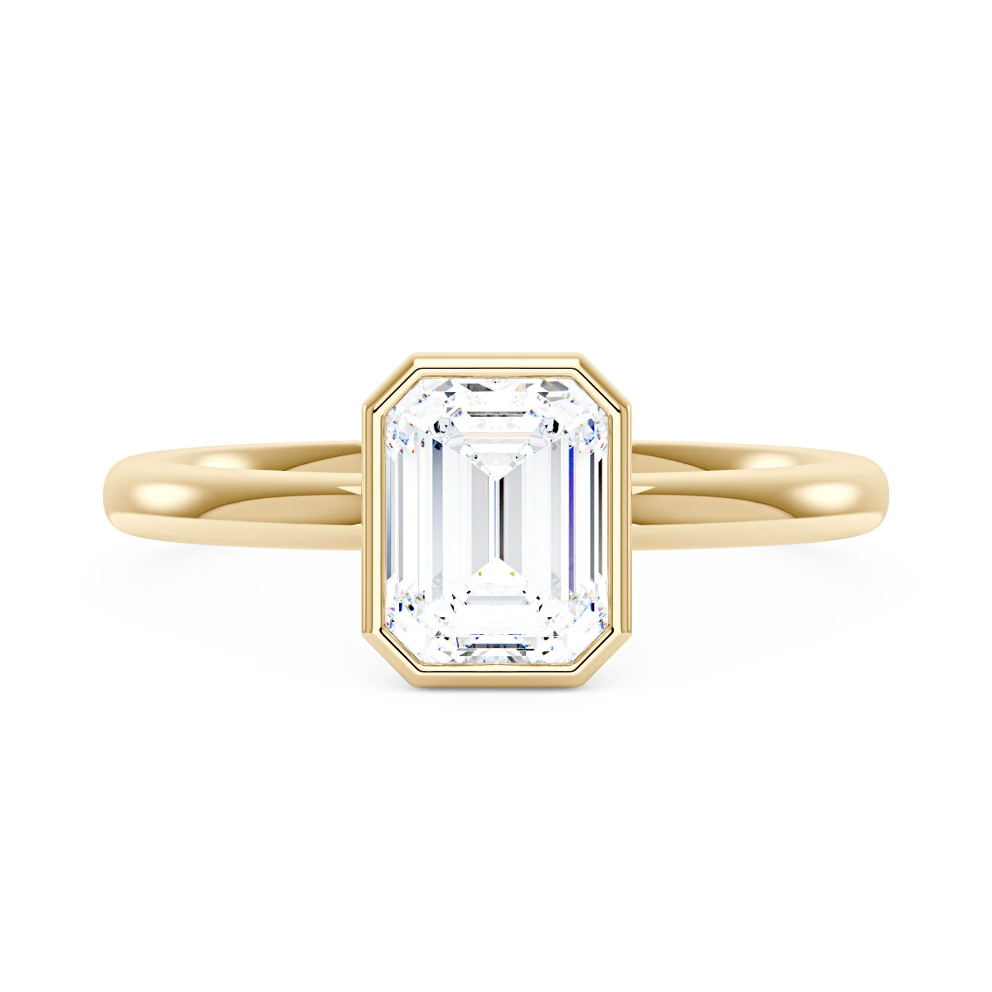 Emerald Moissanite Solitaire Bezel Ring - Image 4