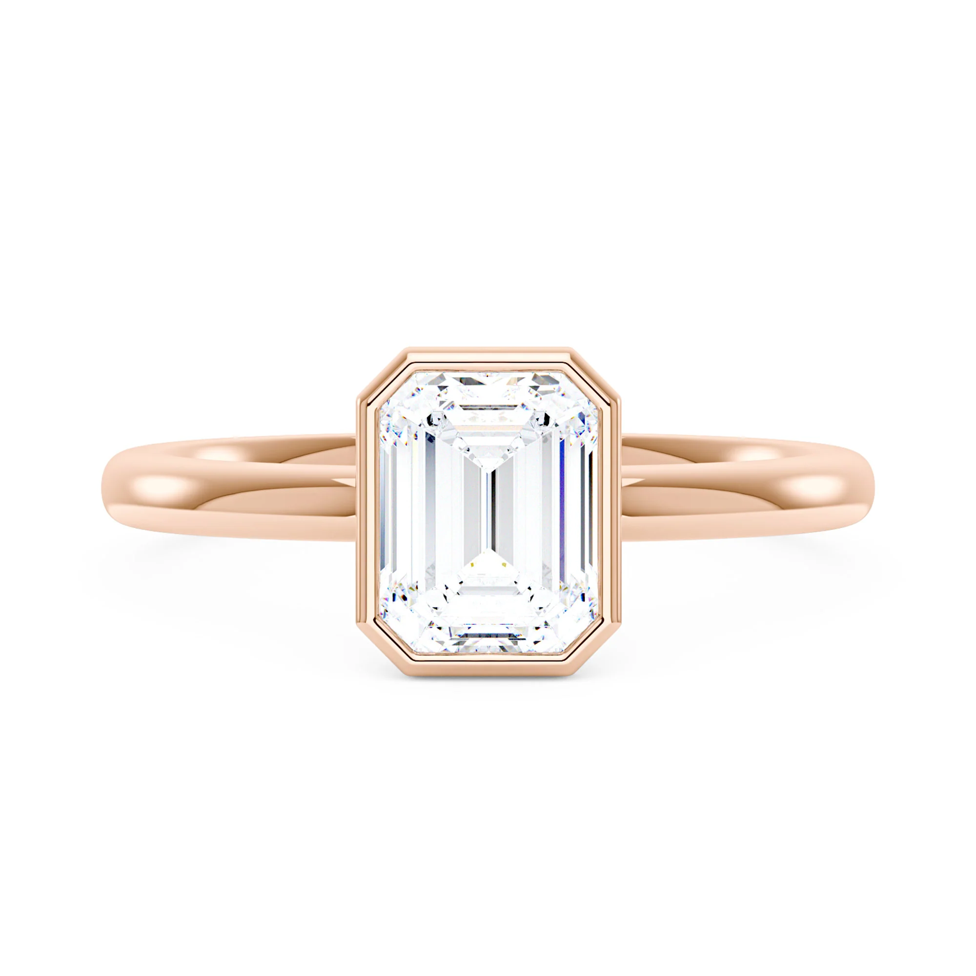 Emerald Moissanite Solitaire Bezel Ring - Image 7