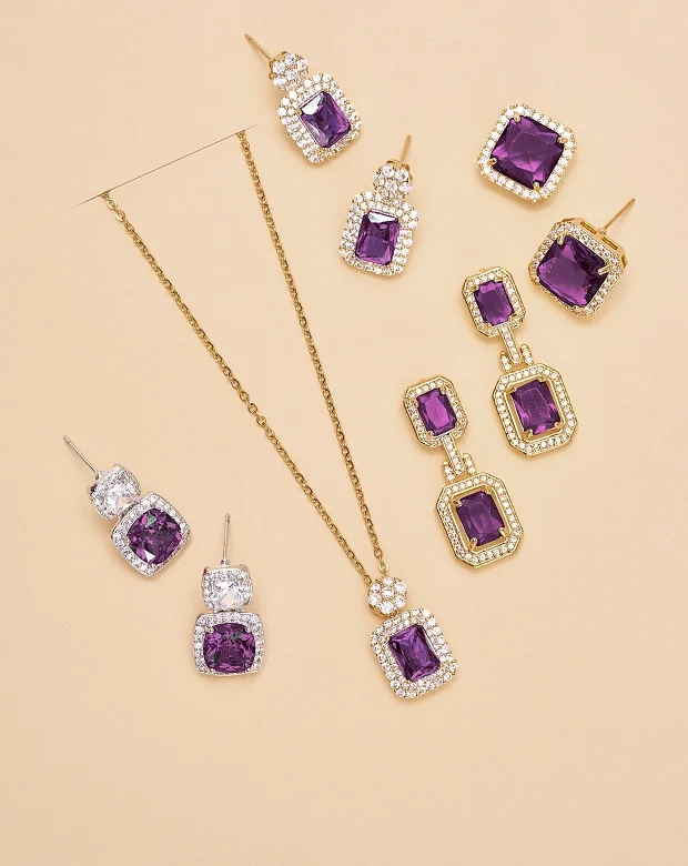 Emerald With Halo Style Ruby Drop Earings - Image 12