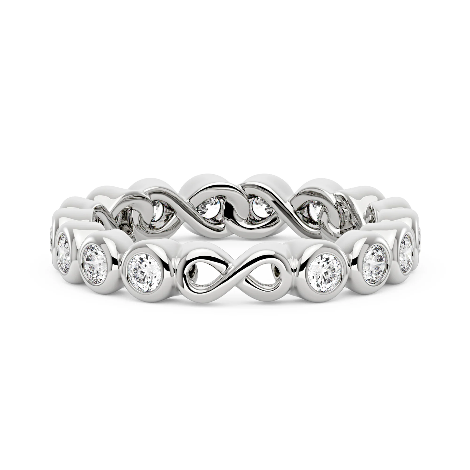 Round Moissanite Infinite Bezel Eternity Band - Image 6