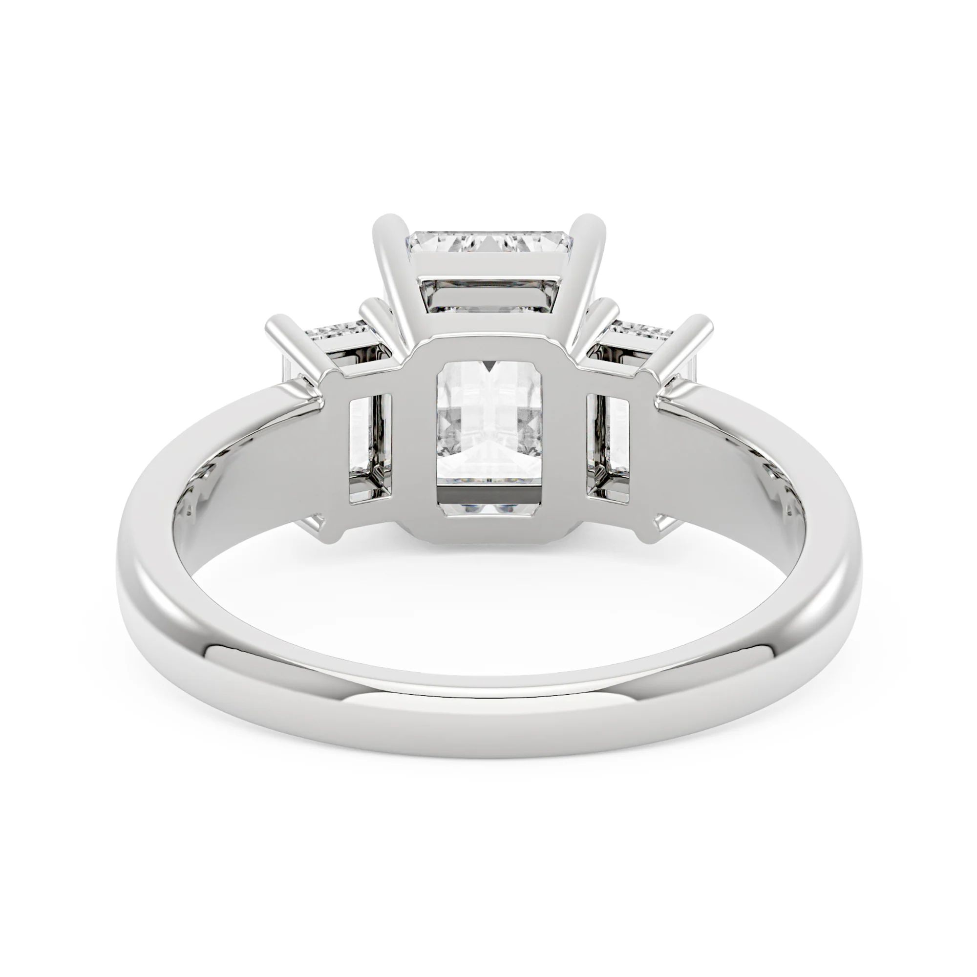 Art Deco Emerald Moissanite Trilogy Ring - Image 3