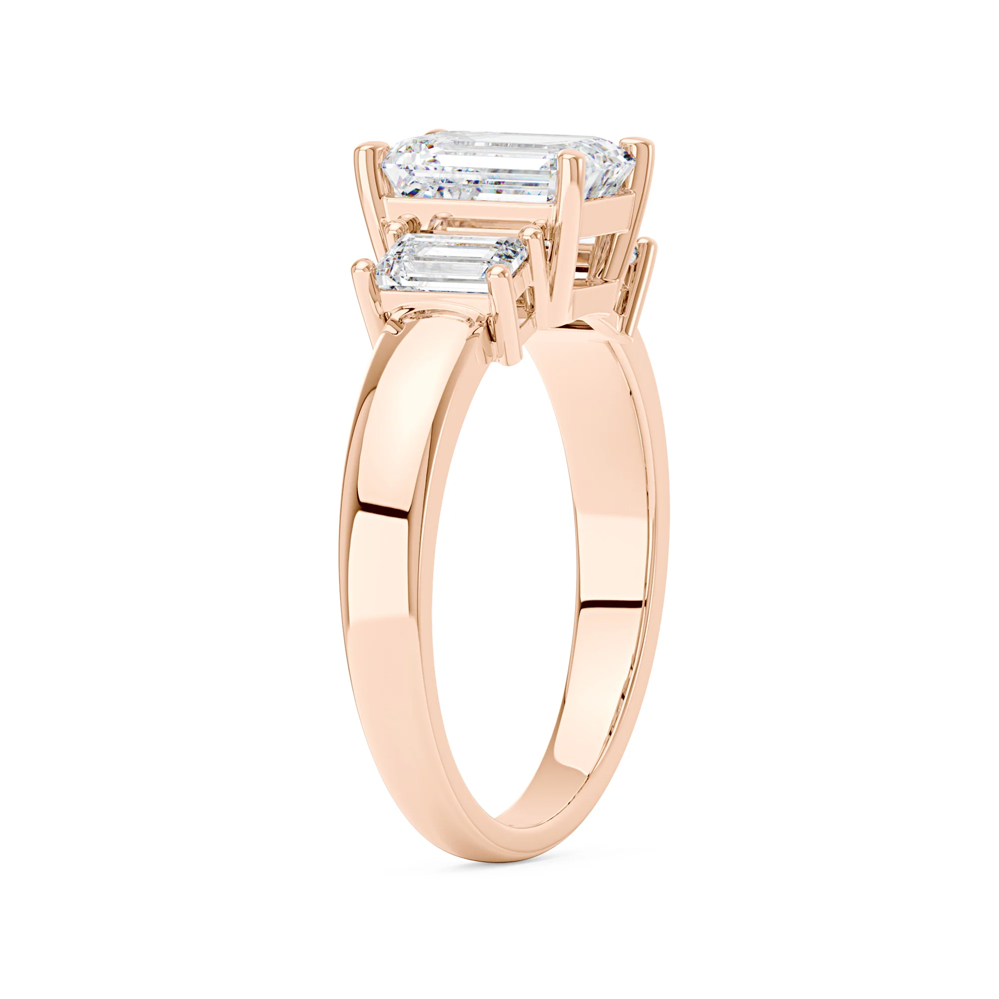 Art Deco Emerald Moissanite Trilogy Ring - Image 8
