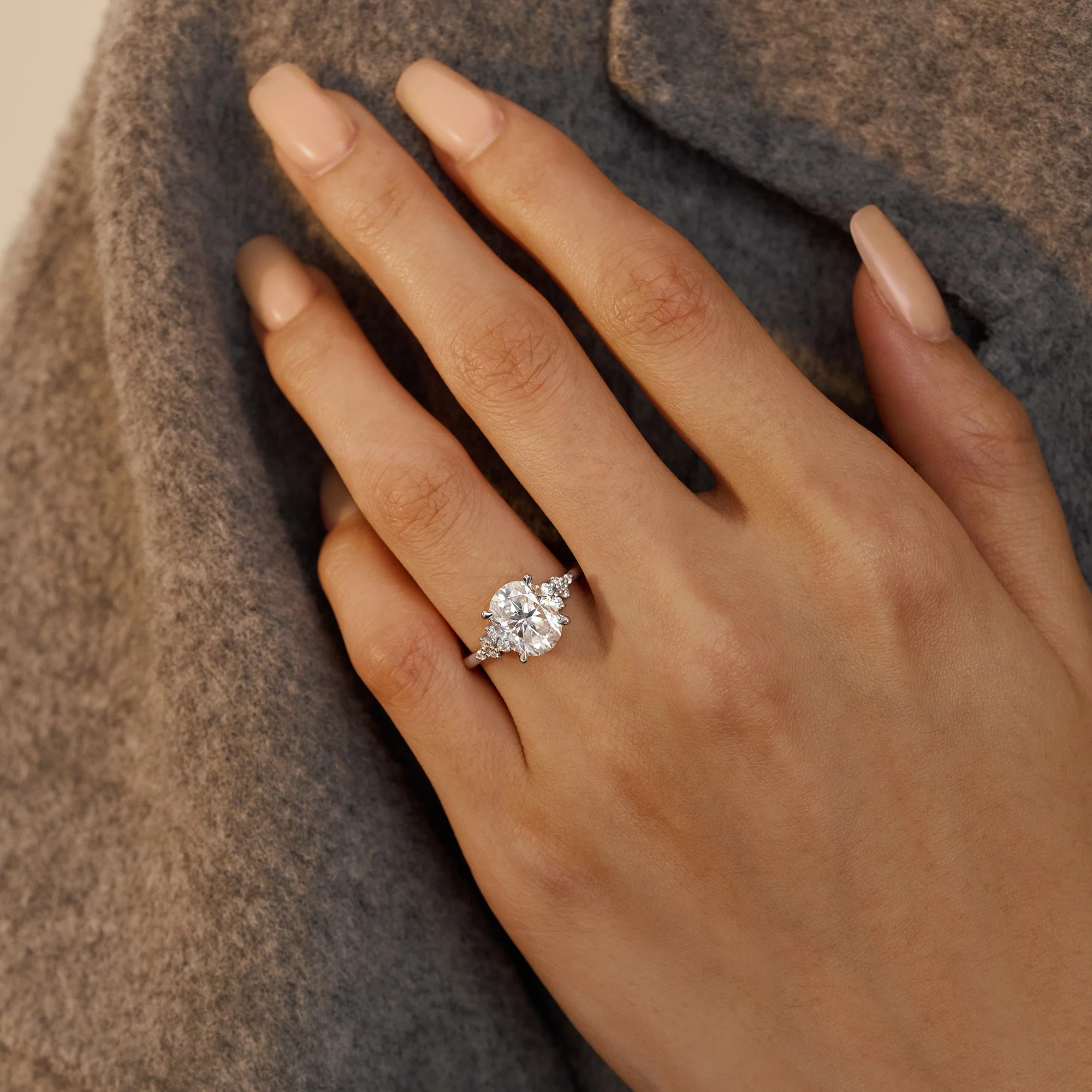 Floral Bloom Oval Cut Moissanite Engagement Ring - Image 10
