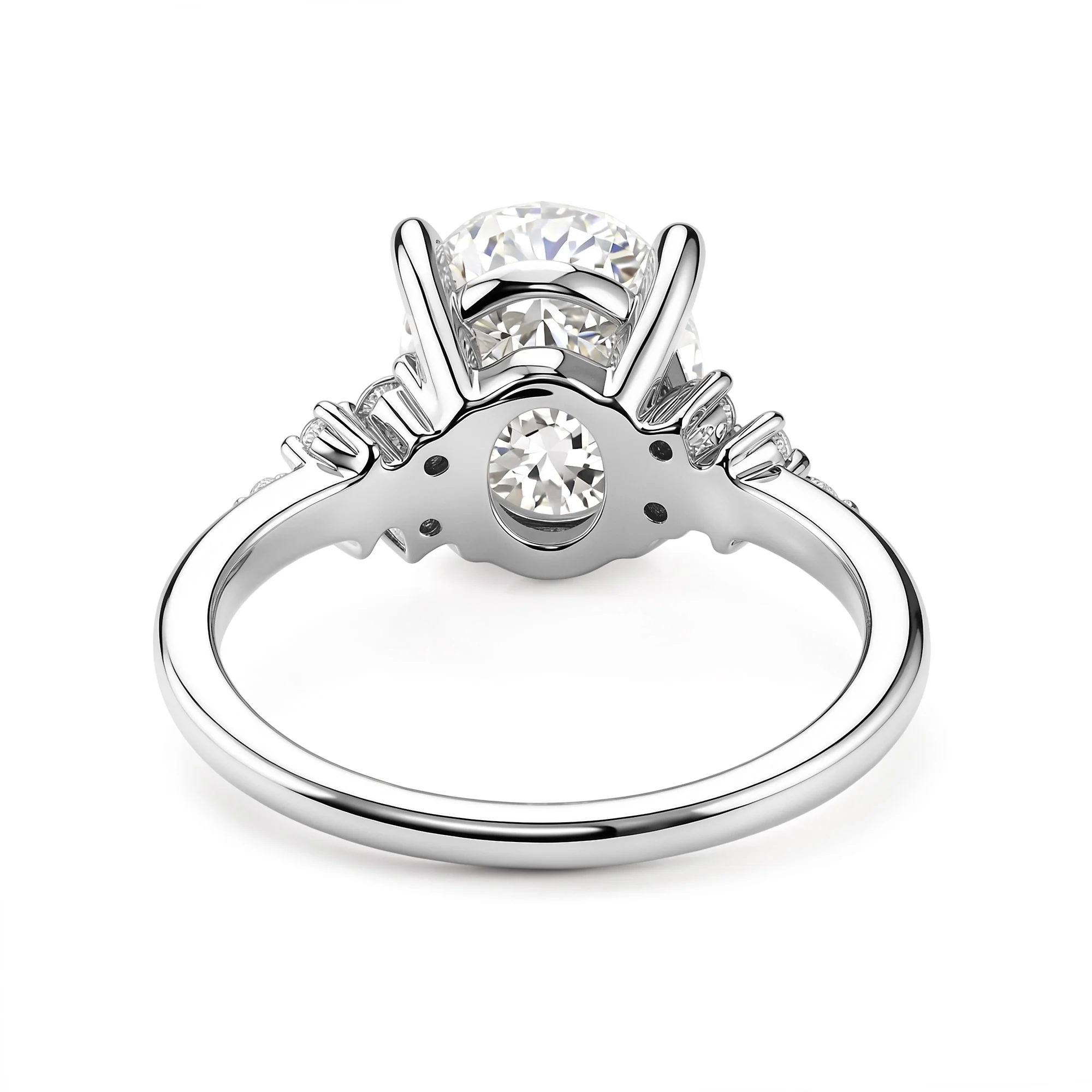 Floral Bloom Oval Cut Moissanite Engagement Ring - Image 3