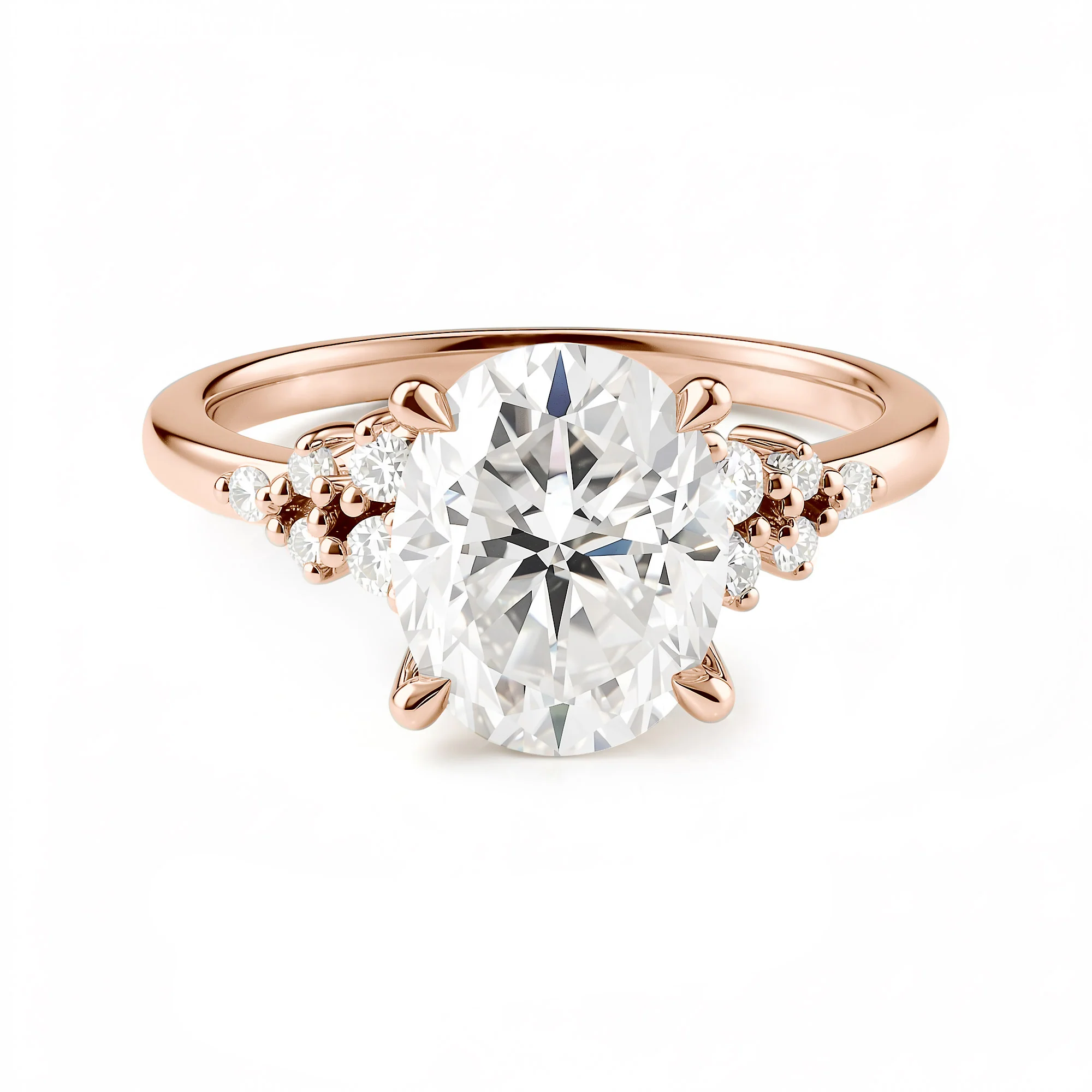 Floral Bloom Oval Cut Moissanite Engagement Ring - Image 7
