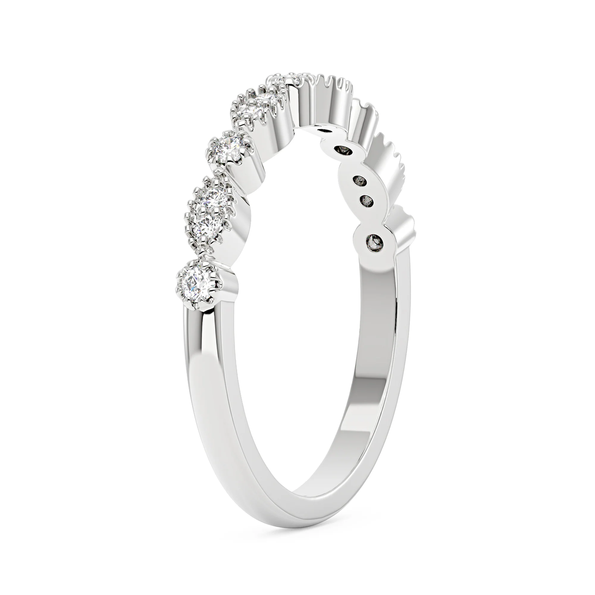 Nature Inspired Round Moissanite Half Eternity Band - Image 5