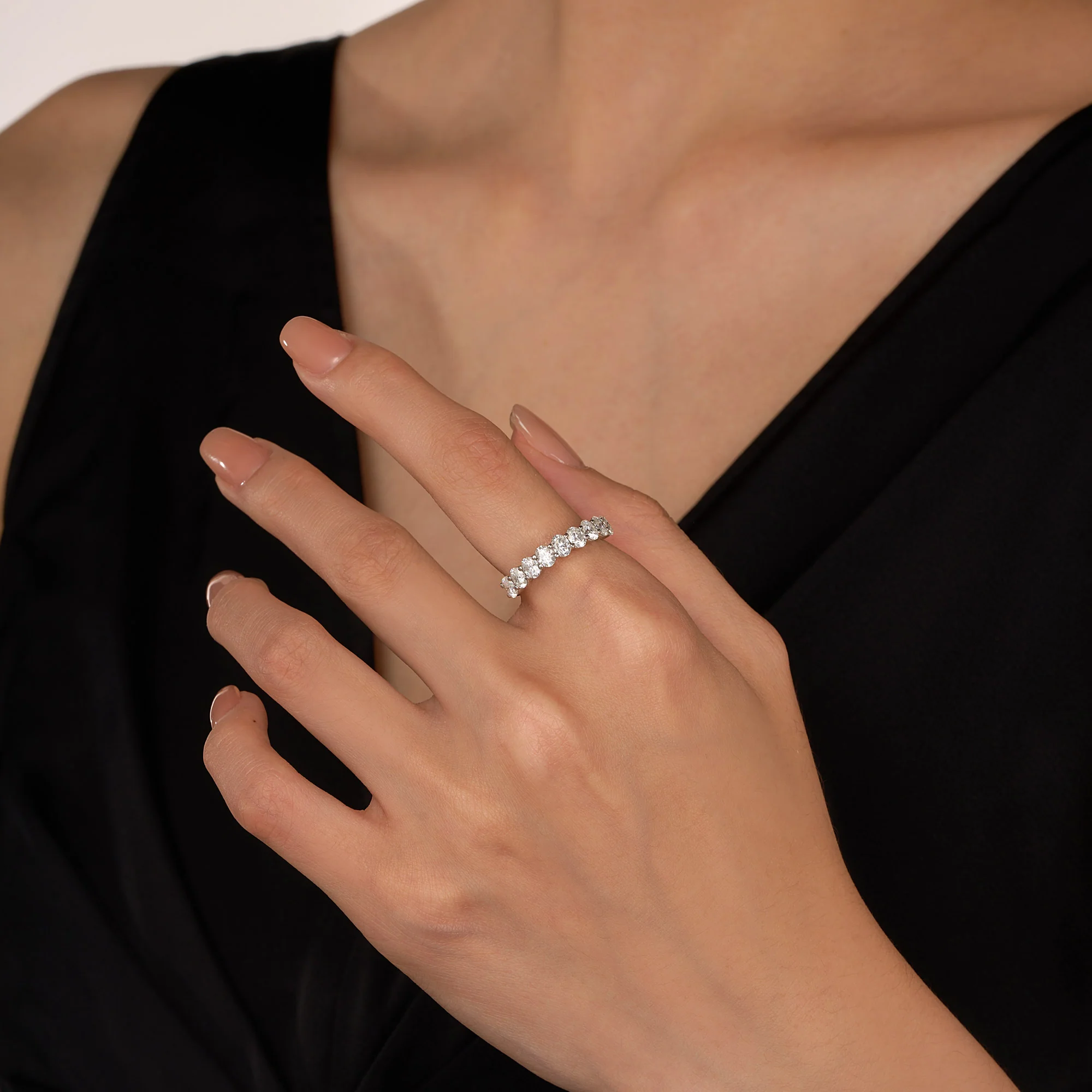 Art Deco Oval Cut Half Eternity Ring - Image 10