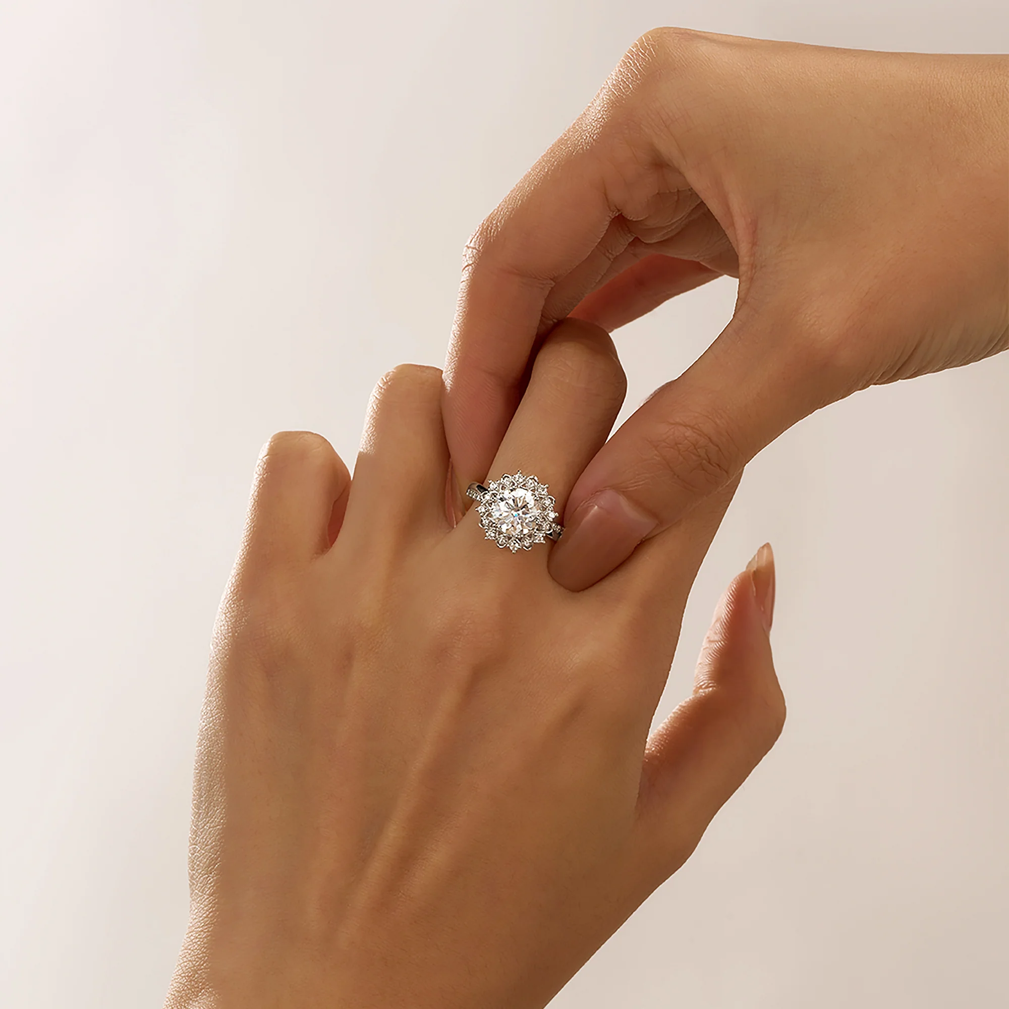 Halo Moissanite Bliss Sunlit Blossom Twist Ring - Image 10