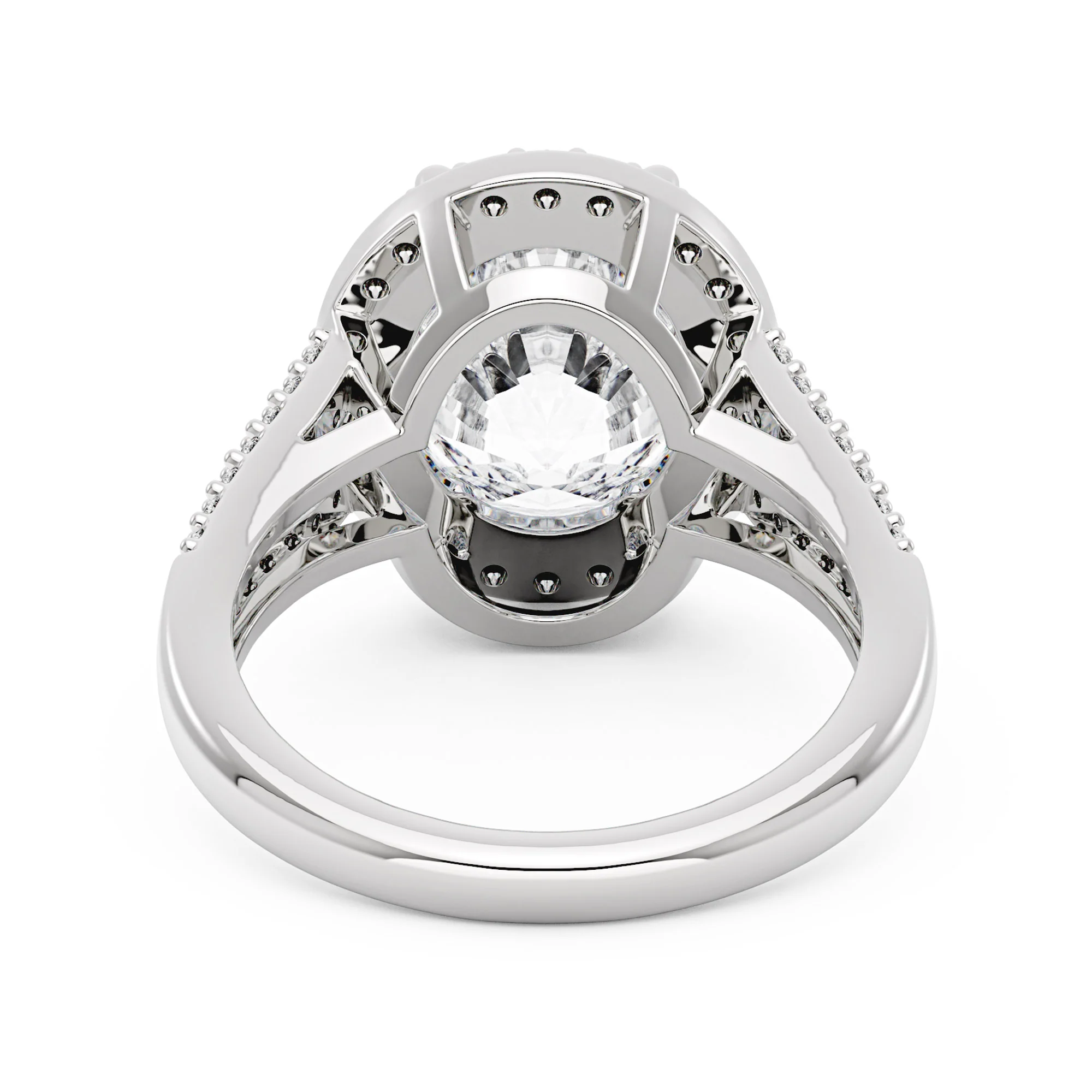 Halo Moissanite Engagement Ring with Pavé Band - Image 3