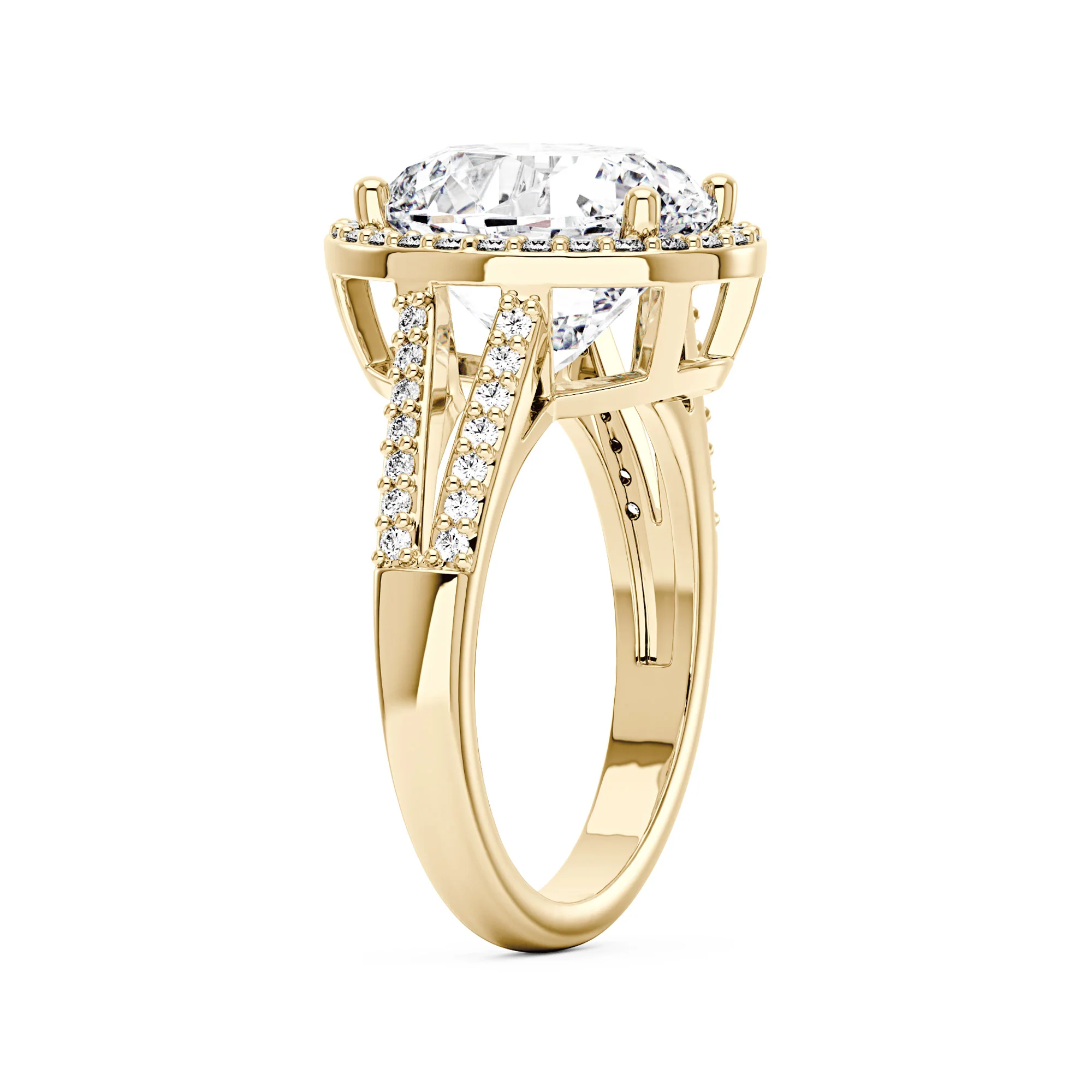 Halo Moissanite Engagement Ring with Pavé Band - Image 5