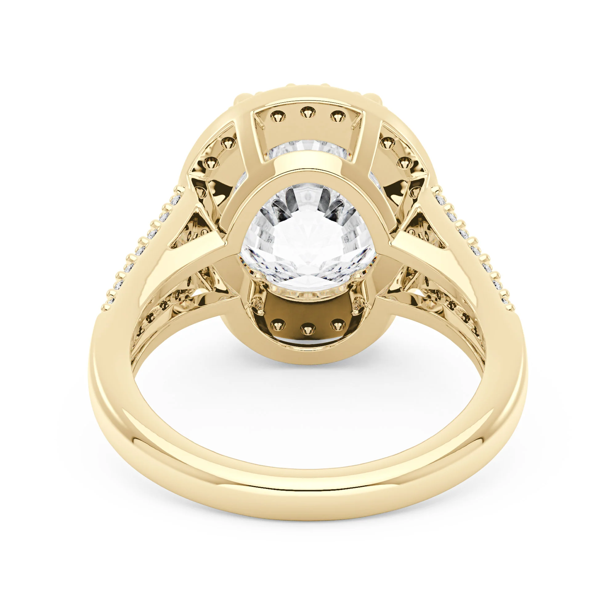 Halo Moissanite Engagement Ring with Pavé Band - Image 6