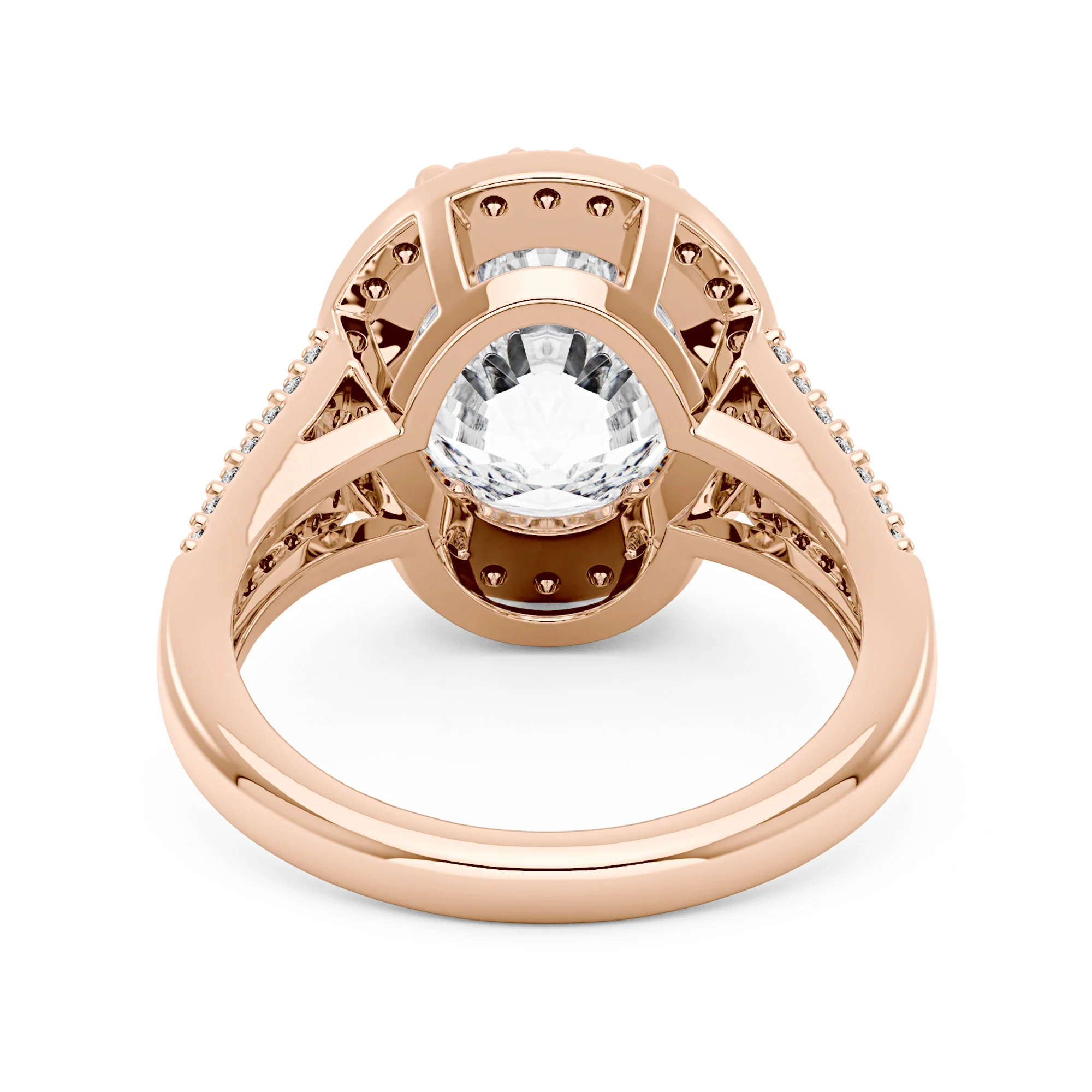 Halo Moissanite Engagement Ring with Pavé Band - Image 9